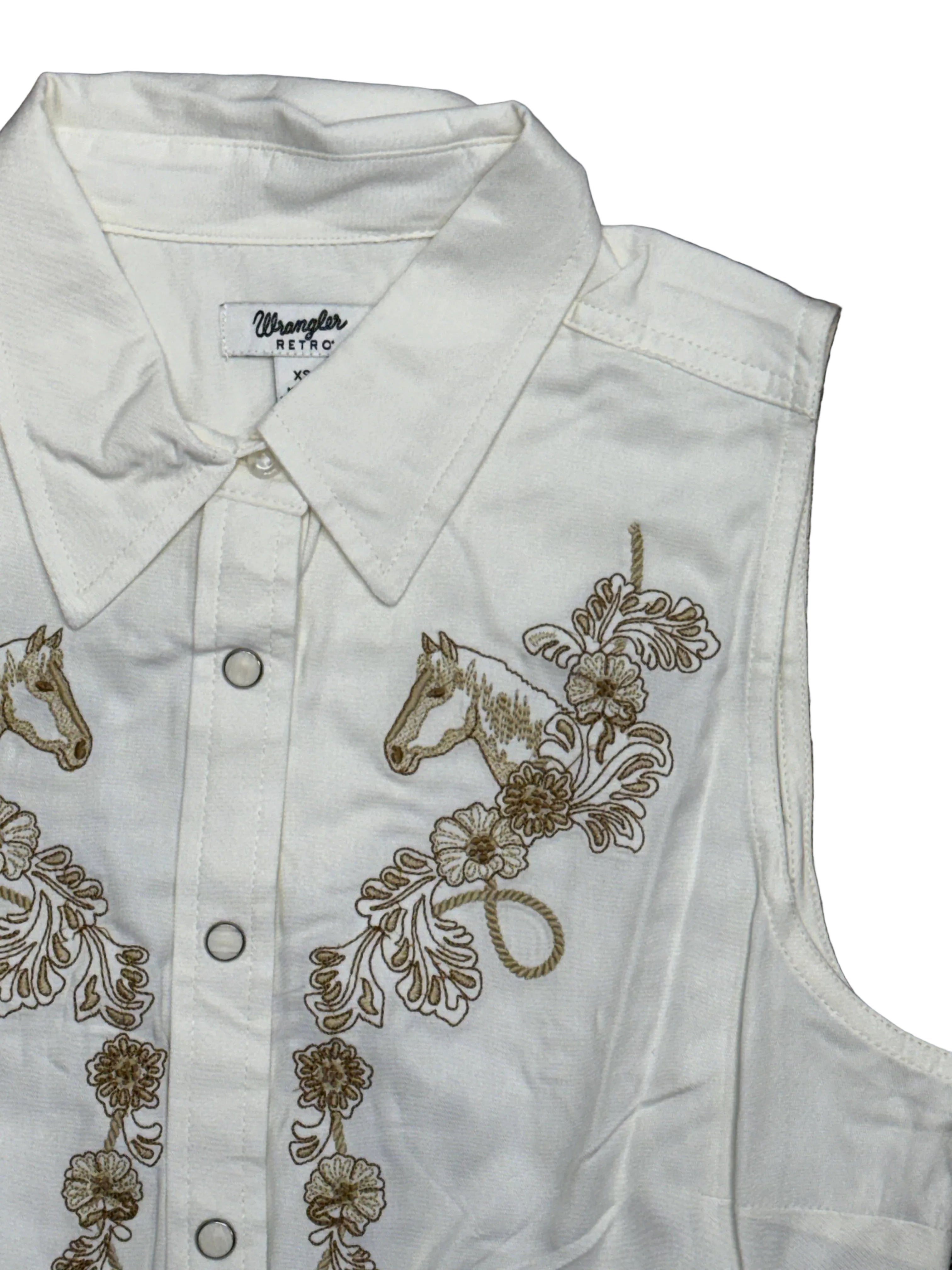 WRANGLER WOMEN HORSE EMBROIDERED WHITE VEST - 112375229