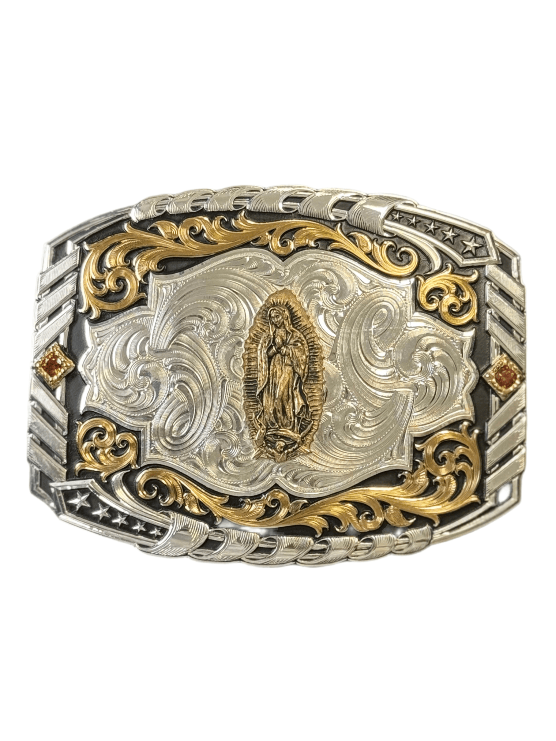 MONTANA SILVERSMITH TWO TONE CANTLE ROLL BUCKLE LADY OF GUADALUPE Laherradurawwnc.com