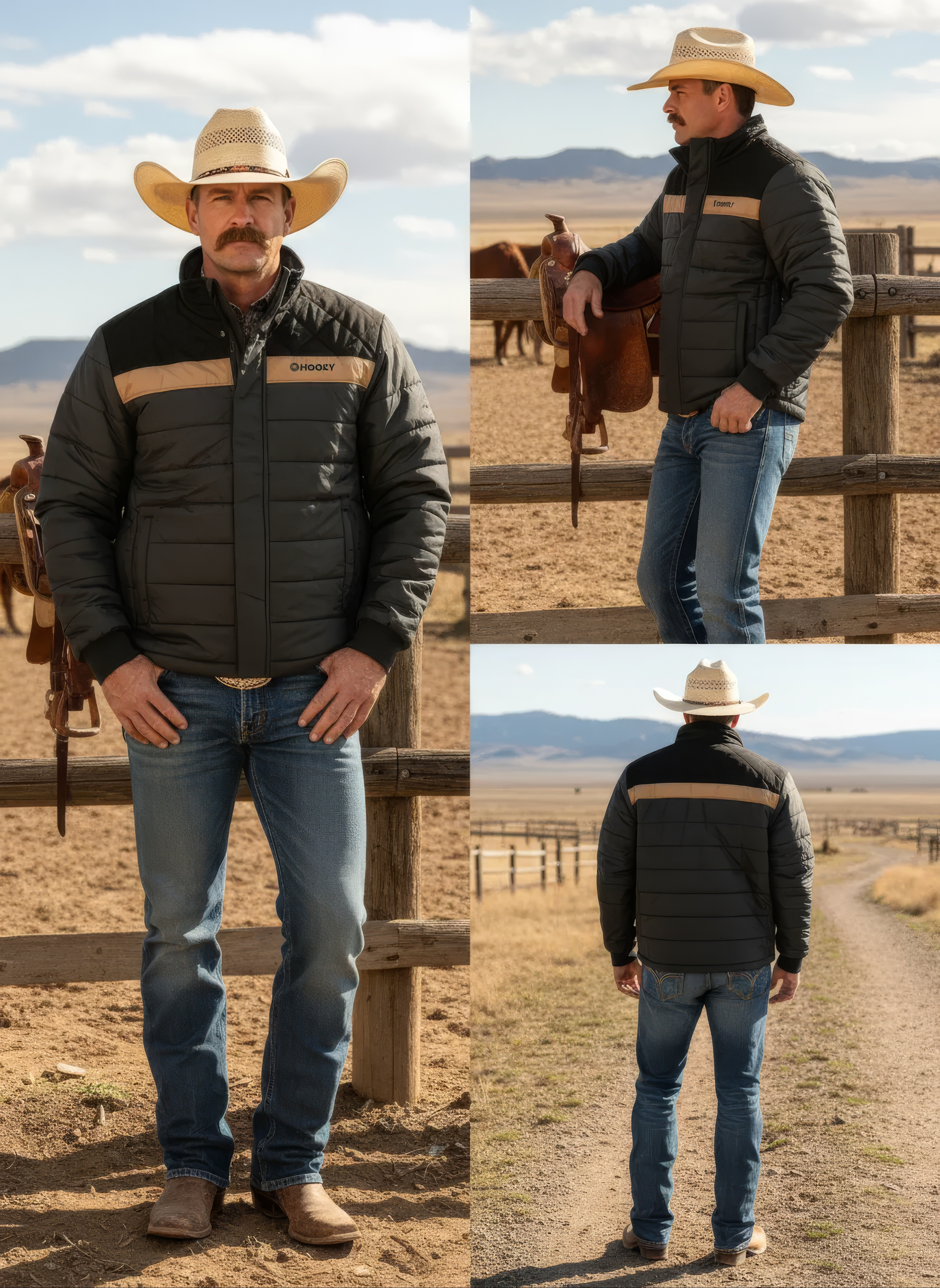 HOOEY MENS BANFF BLACK PUFFER FULL ZIP JACKET HJ147BK Laherradurawwnc.com