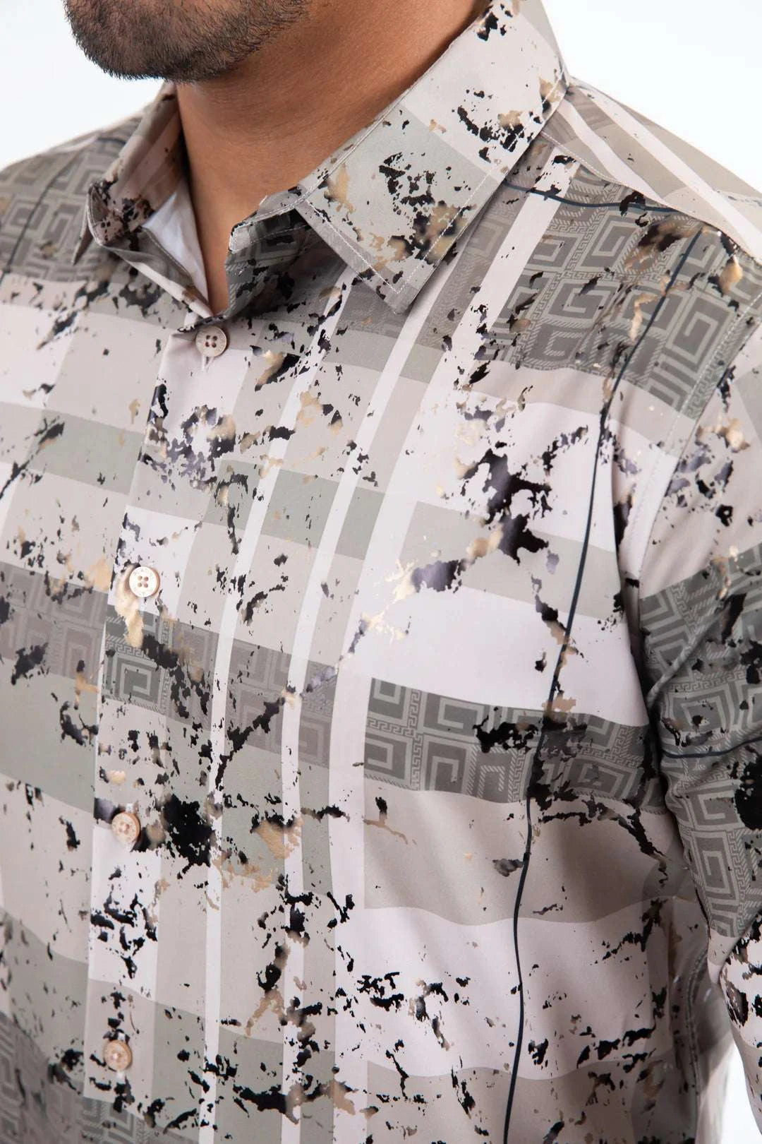 PLATINI MENS MODERN FIT STRETCH FOIL FASHION SHIRT FPL11484 Laherradurawwnc.com