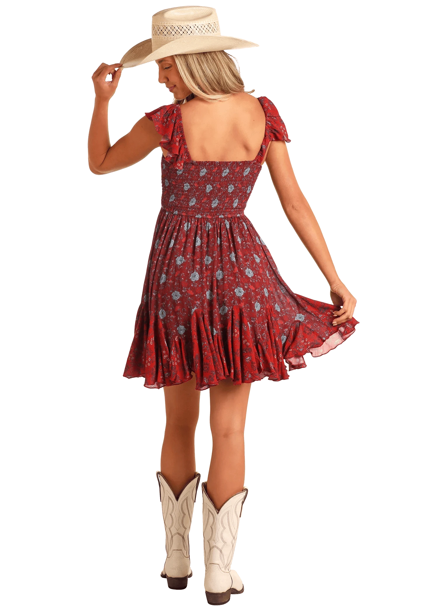 ROCK & ROLL WOMEN'S PATCH PRINT MINI DRESS WINE -BWD0R08132 Laherradurawwnc.com