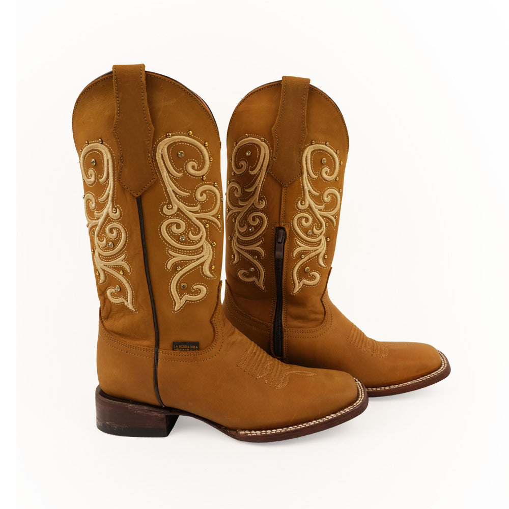 BOTAS DE MUJER LA HERRADURA EMILY PIEL CRAZY TAN PUNTA CUADRADA