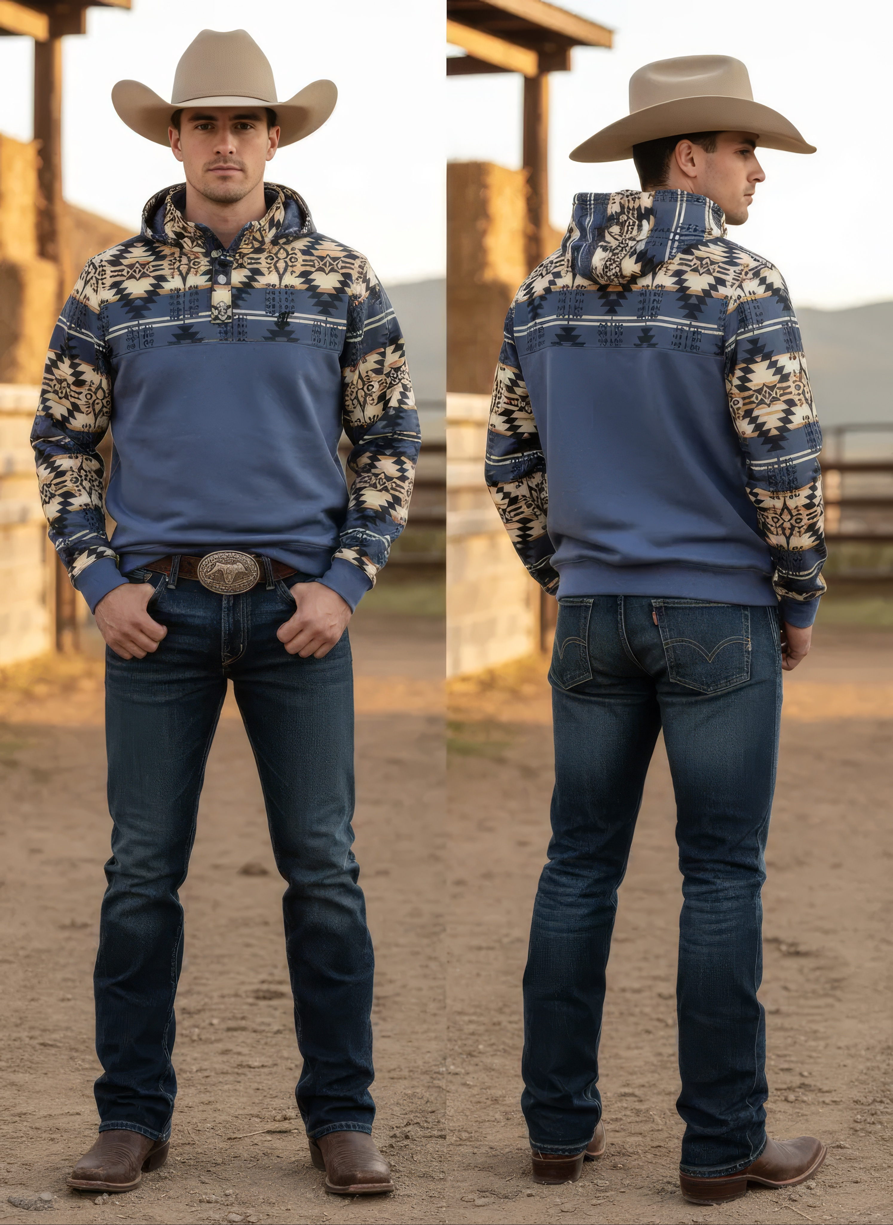 HOOEY MEN STEVIE FOLK-STONE GREY PULLOVER LONG SLEEVE HH1348BLAZ