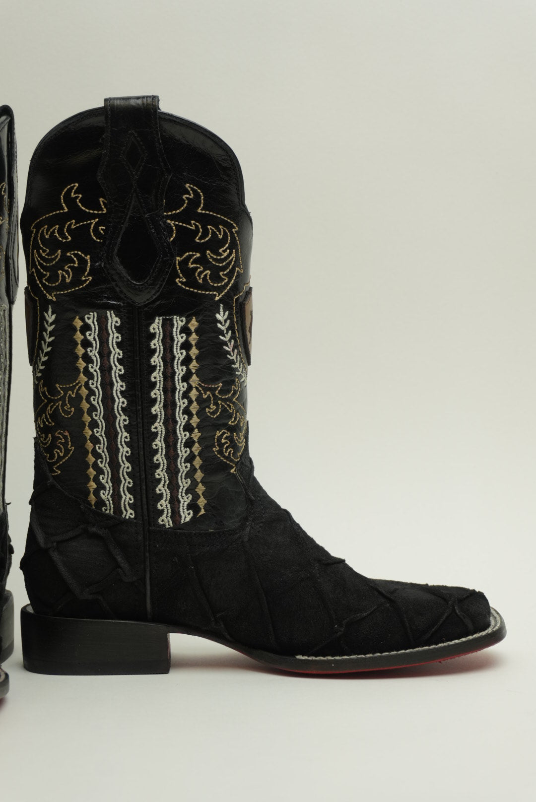 LA HERRADURA MENS DANIEL PIRARUCU DOBLILLADO GAM NEGRO RED BOTTOM SQUARE TOE BOOT