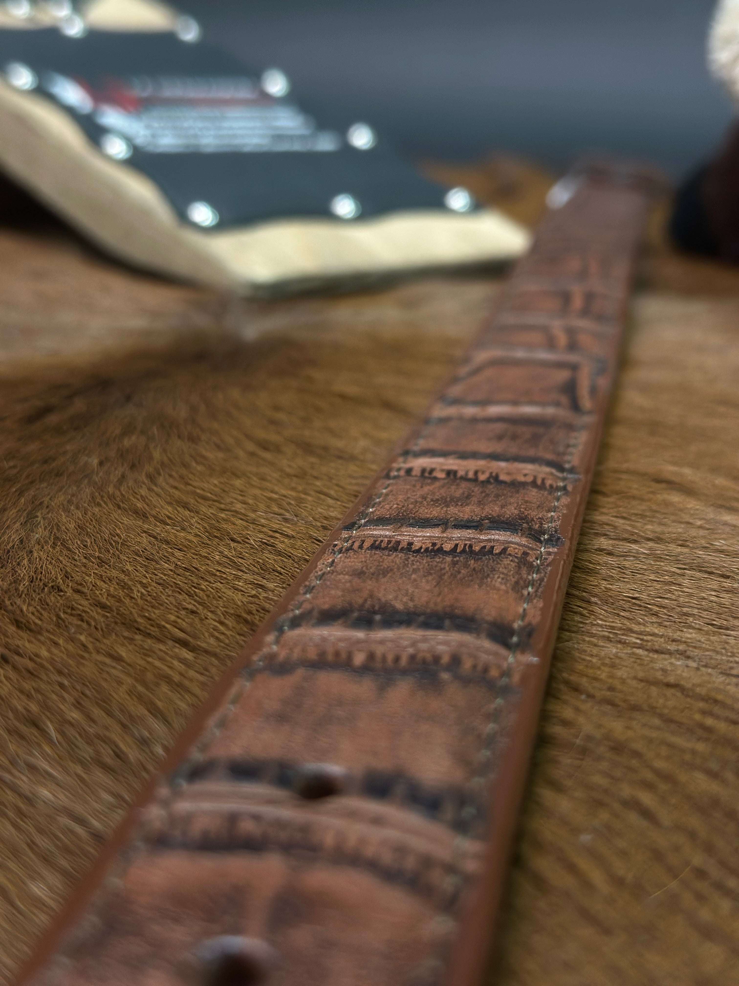 KIDS COGNAC CAIMAN CROCODILE BELT-25911779 Laherradurawwnc.com