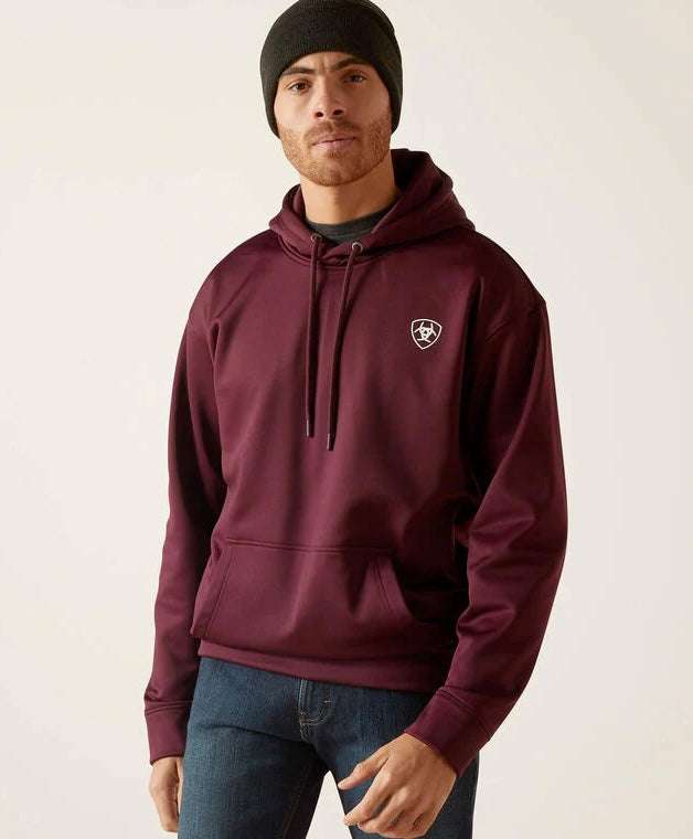 ARIAT HOODIE LOGO TEK FLEECE HOOD MALBEC HEATHER 10046248 Laherradurawwnc.com