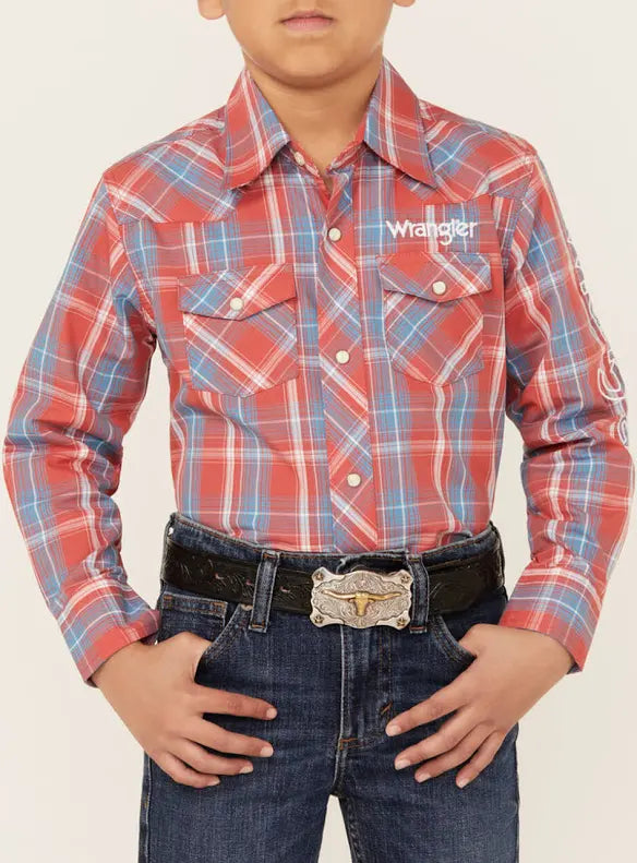 BOY'S WRANGLER LONG SLEEVE SHIRT RED 112344422