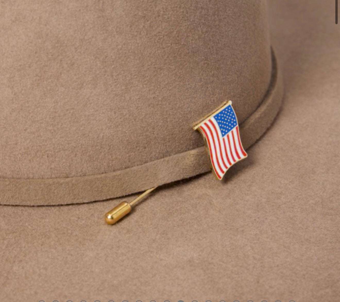 Brown hat with an American flag