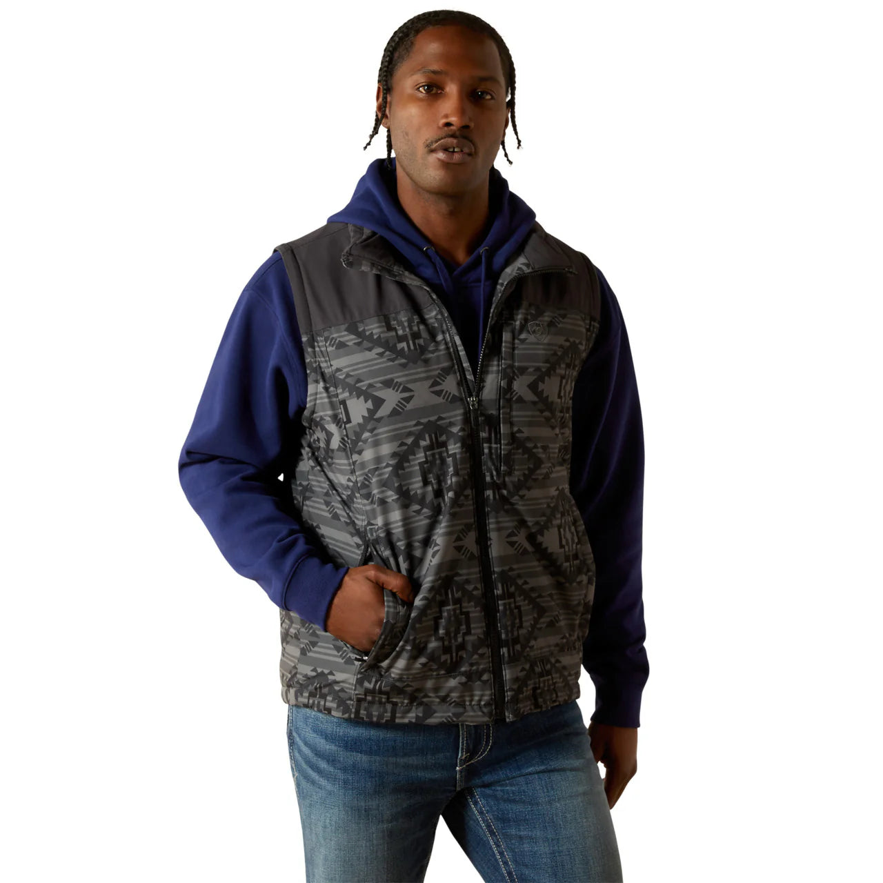 ARIAT MENS PIONEER STRETCHSHELL CHARCOAL SOUTHWEST VEST 10062510