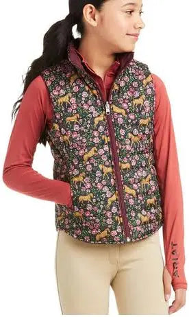 Ariat Youth Emma Insulated Reversible Vest Navy Floral Horse - 10037631