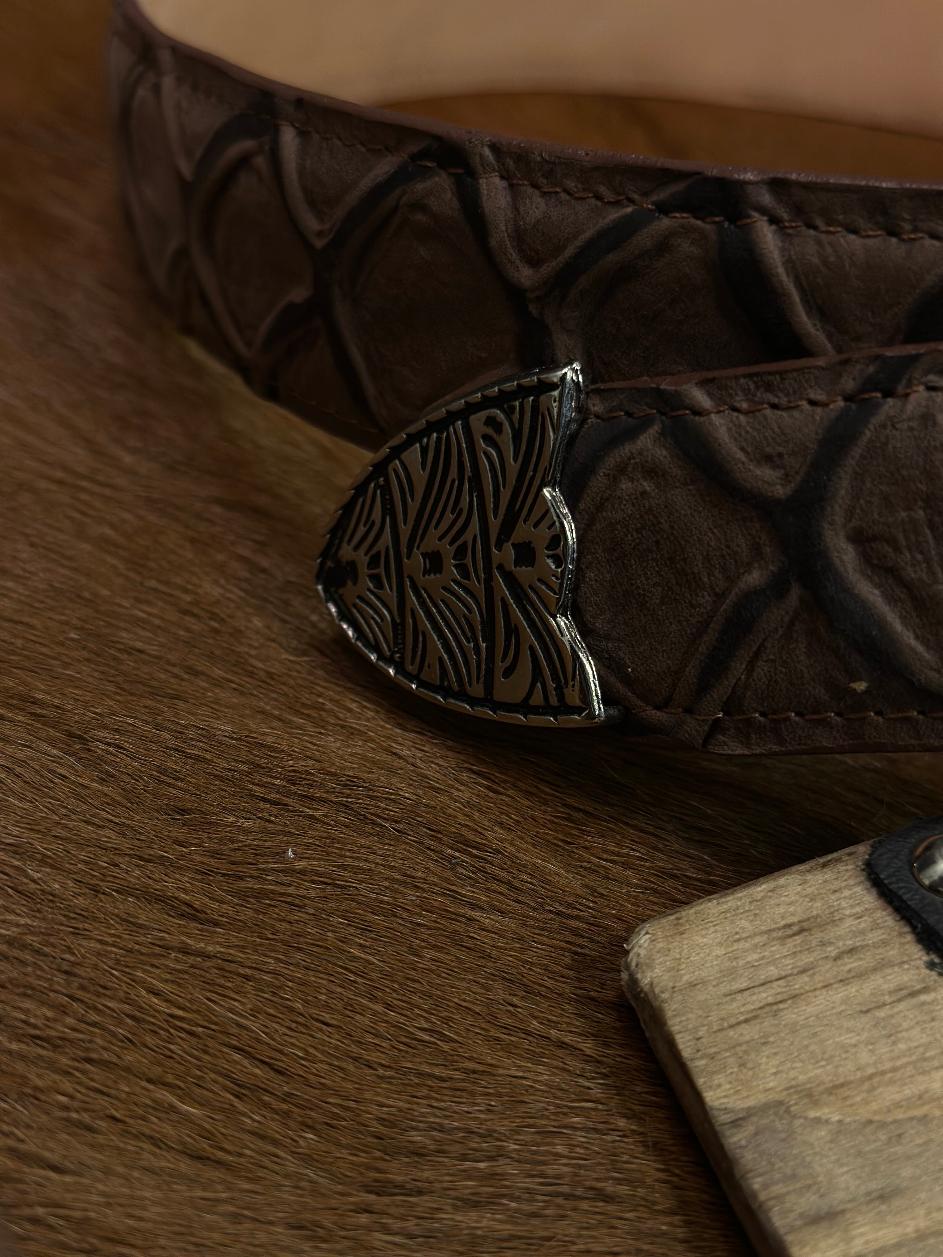 LIGHT BROWN IMIT FISH MENS BELT