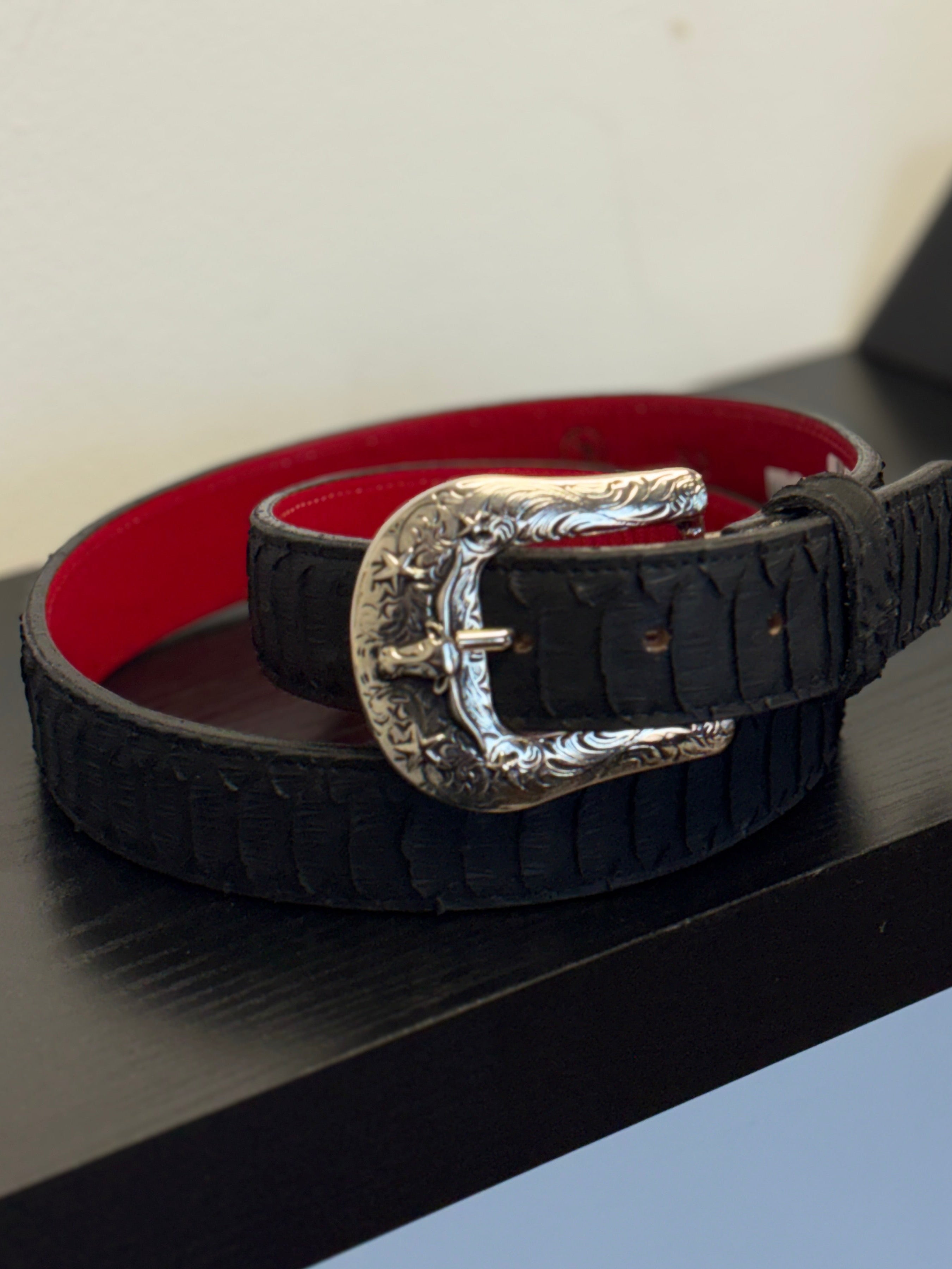 CINTO ROCKEM' PRINT PYTHON BLACK AND RED BELT