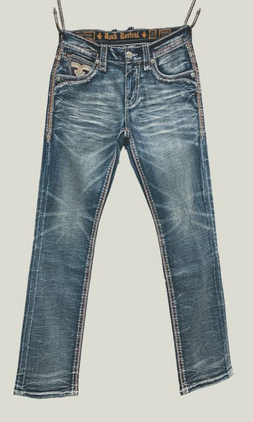 ROCK REVIVAL MEN PANTS MED BLUE RP5636J201R