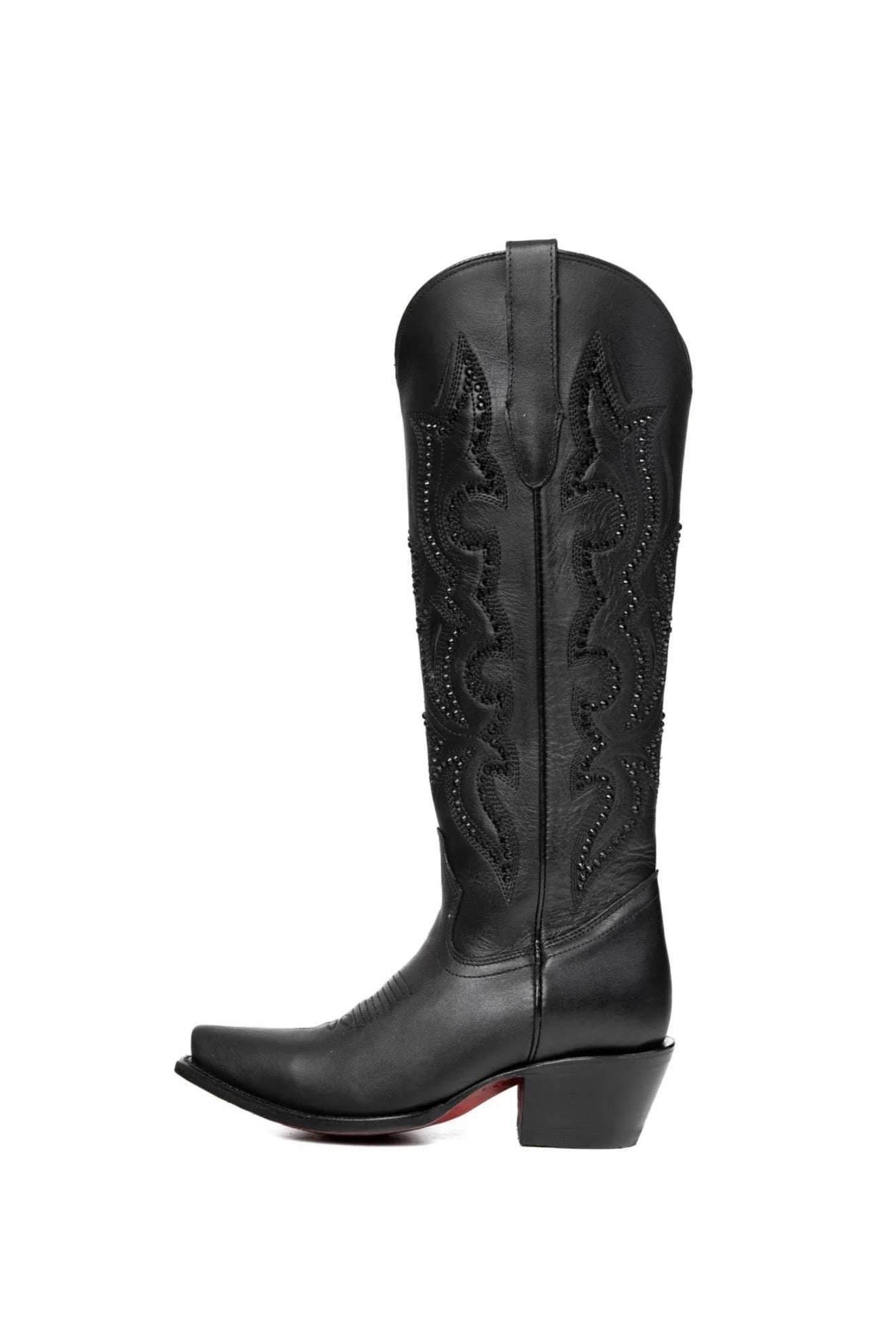 ROCKEM MARBELLA TALL GLAZE BLACK SNIP TOE RED BOTTOM Laherradurawwnc.com