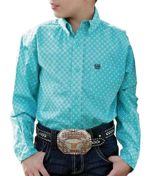CINCH KIDS SHIRT LONG SLEEVE MTW7060263 TUR Laherradurawwnc.com