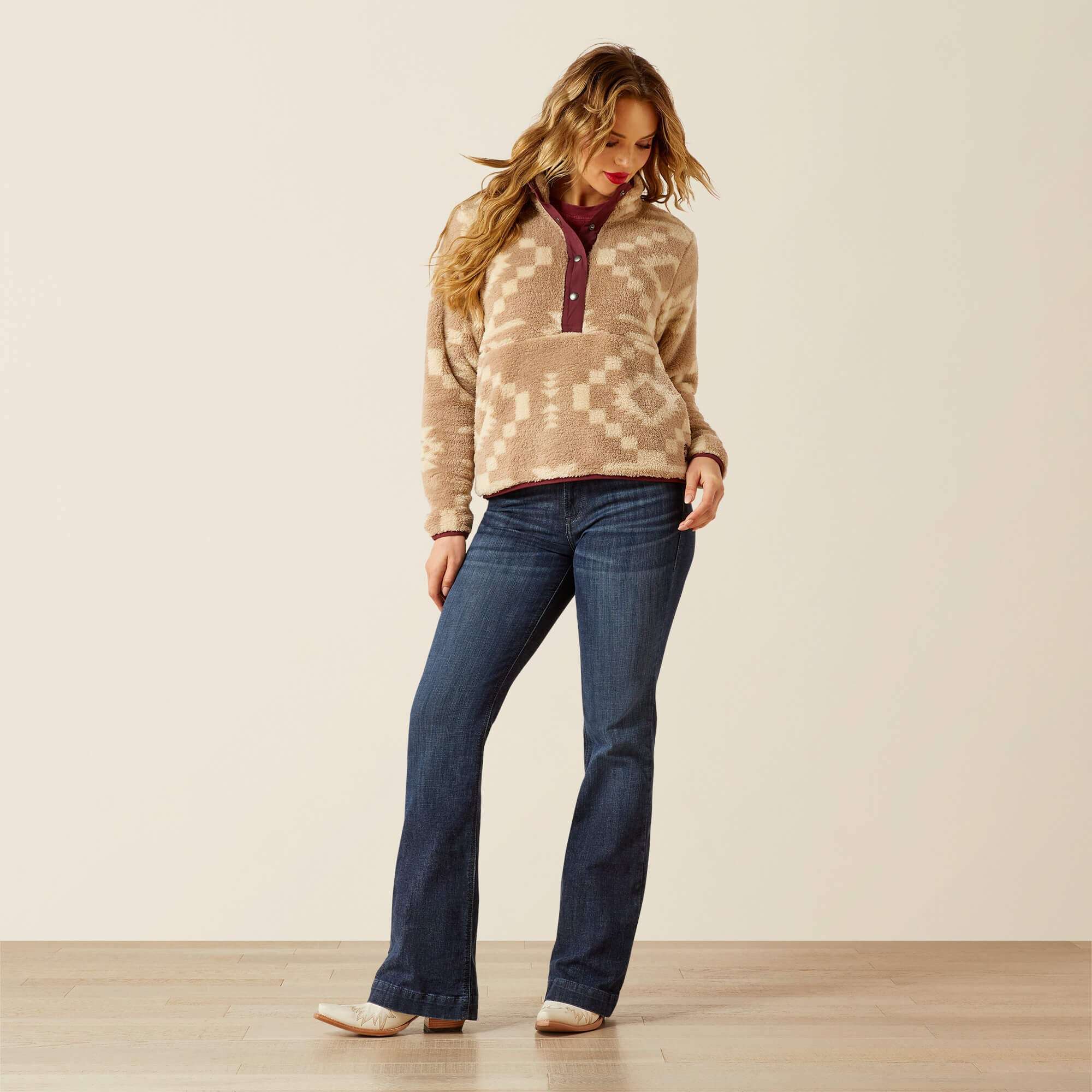 ARIAT WOMEN BERBER SNAP FRONT SWTSHIRT LONE RIDGE PRINT 10062615 Laherradurawwnc.com