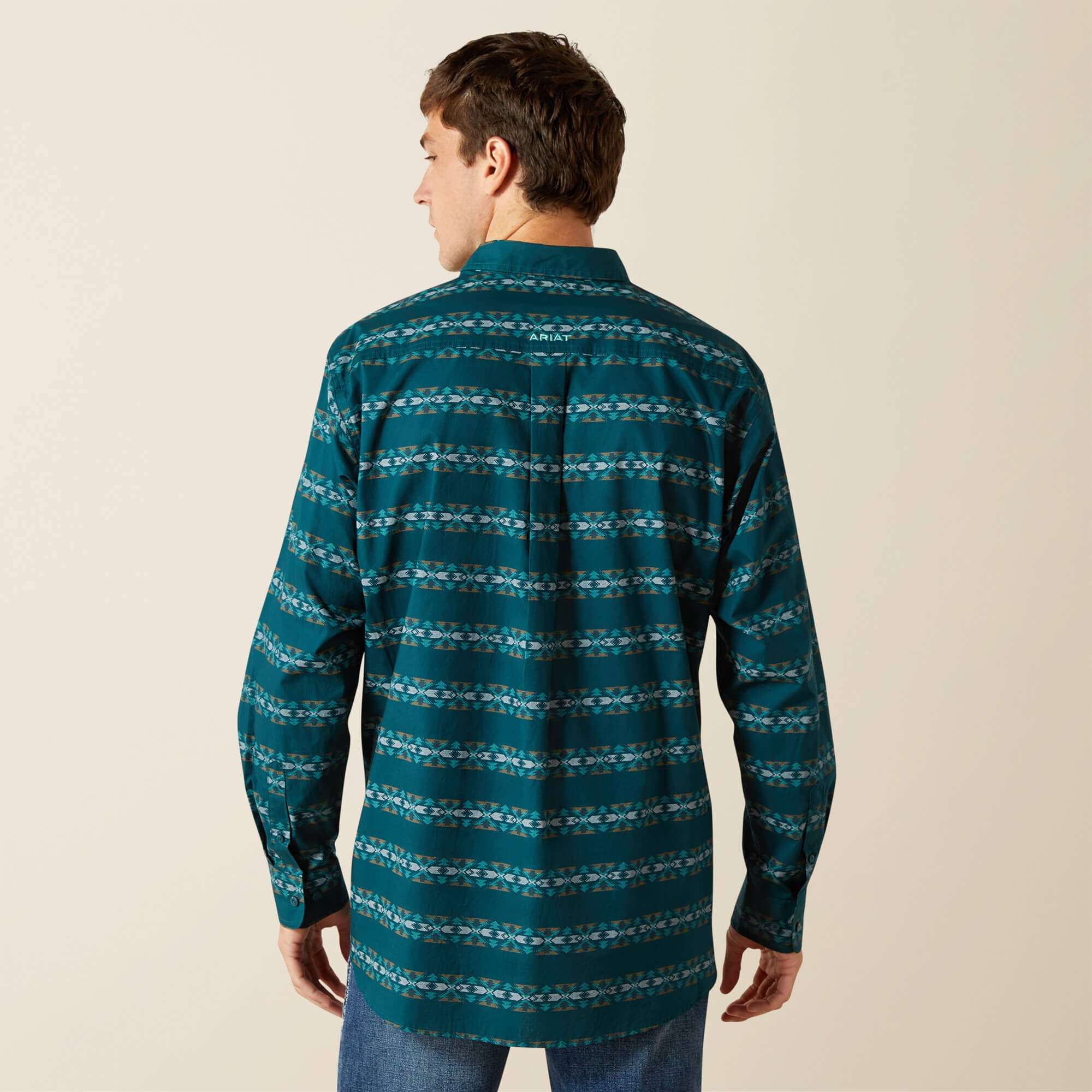 ARIAT MENS BRANDO TEAL LONG SLEEVE SHIRT CLASSIC FIT 10062210 Laherradurawwnc.com