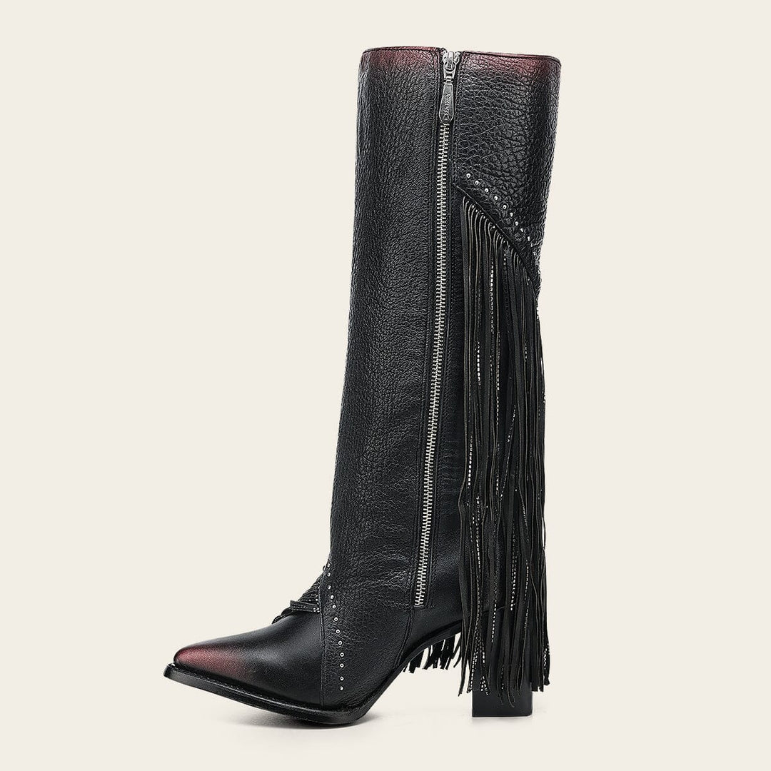WOMEN’S CUADRA TALL BOOT RES CASTELLO NEGRO FRINGE POINTED TOE CC248