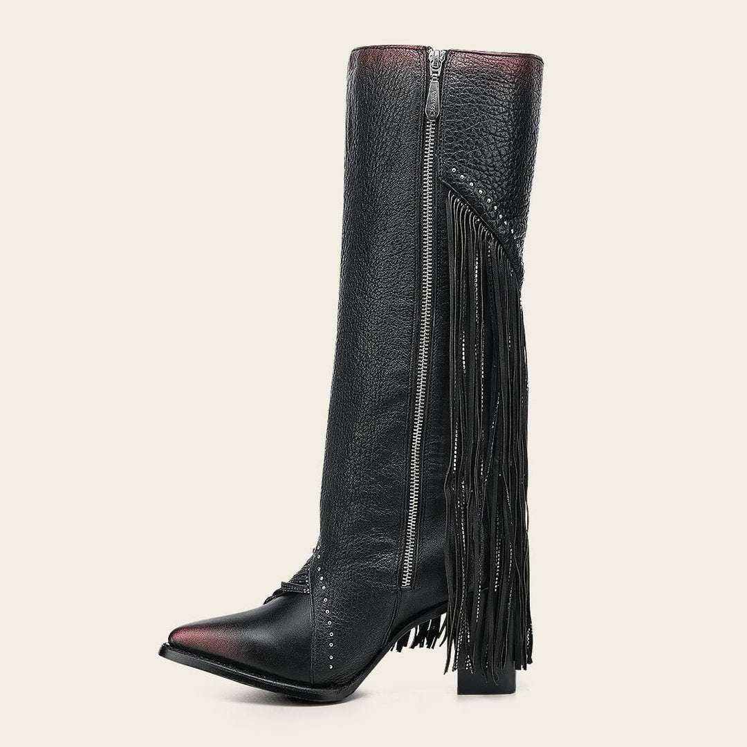 WOMEN’S CUADRA TALL BOOT RES CASTELLO NEGRO FRINGE POINTED TOE CC248 Laherradurawwnc.com