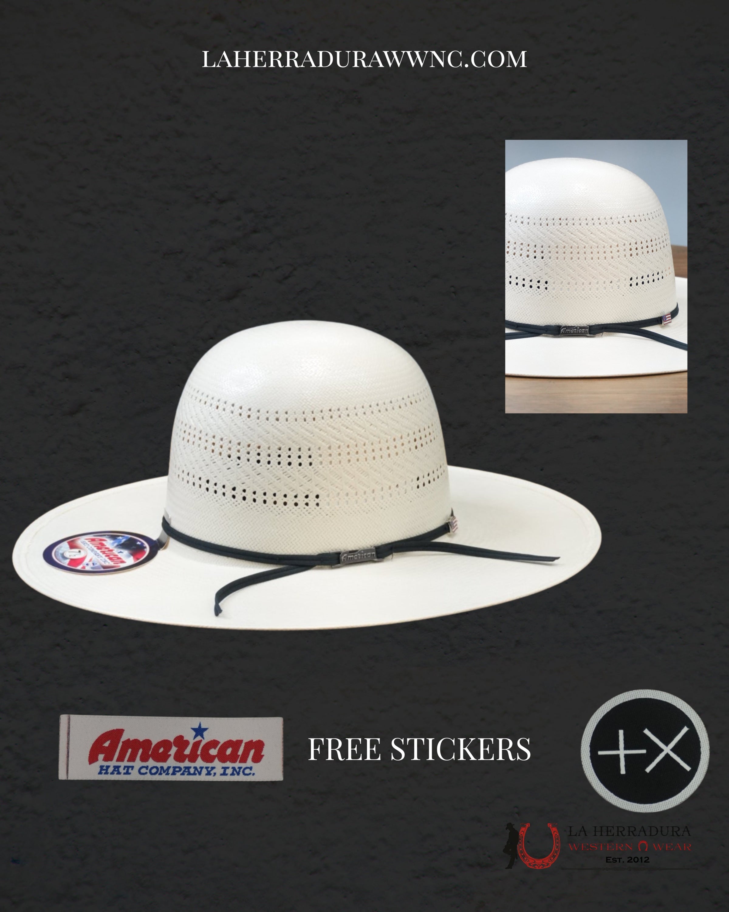 AMERICAN HAT OPEN CROWN STRAW HAT STYLE 7400 TEJANA