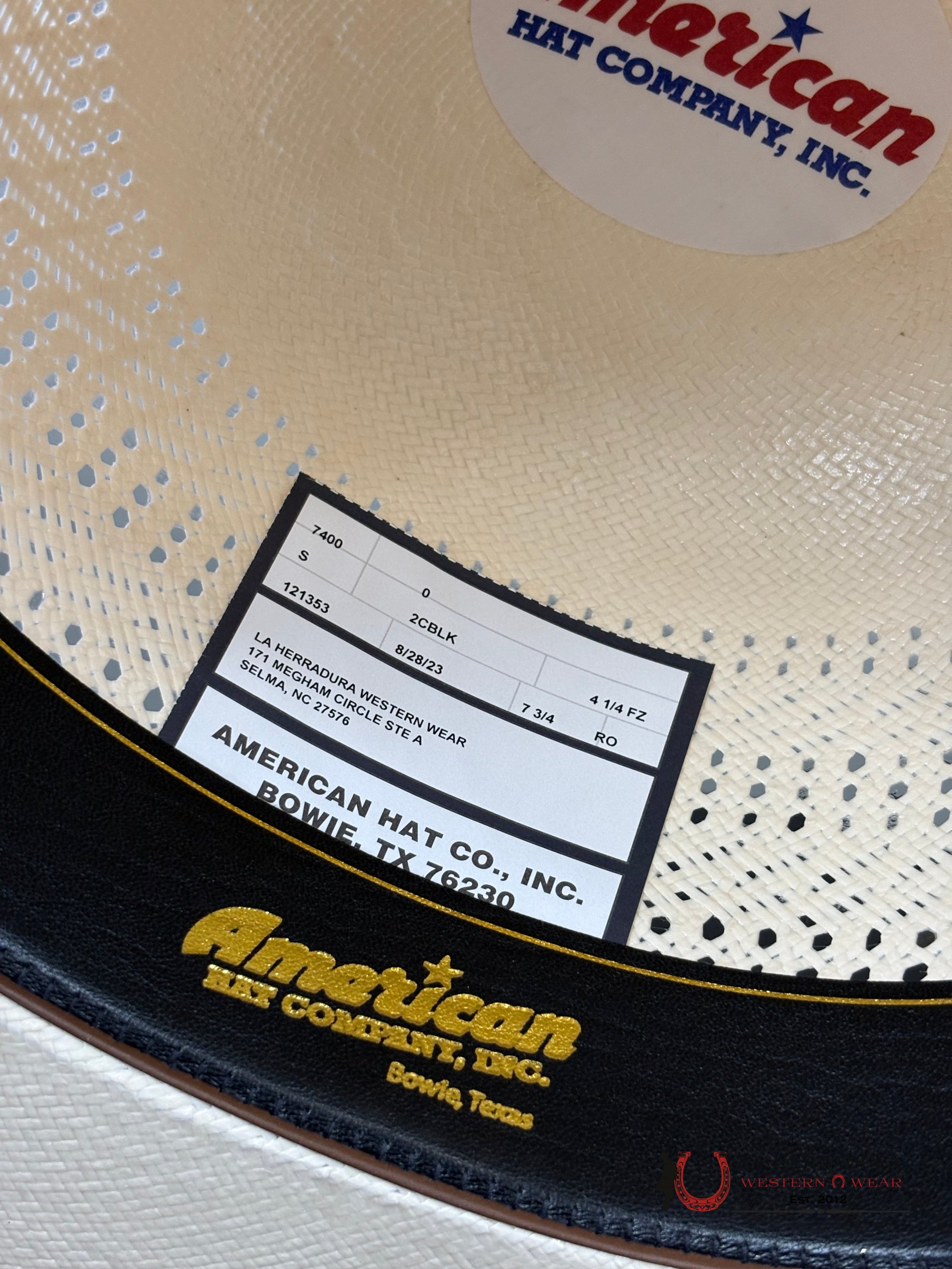 American Hat Open Crown Straw Style 7400 Tejana