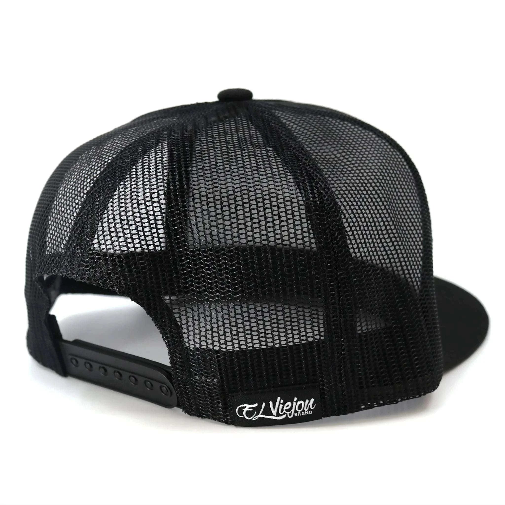 Black mesh cap with a brand logo