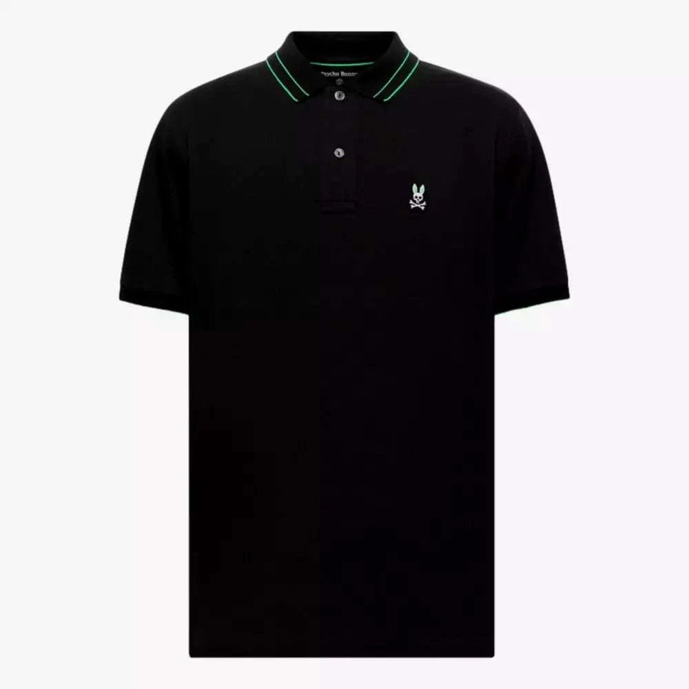 PSYCHO BUNNY REX PERFORMANCE PIQUE POLO BLACK & GREEN - MT0100203 Laherradurawwnc.com