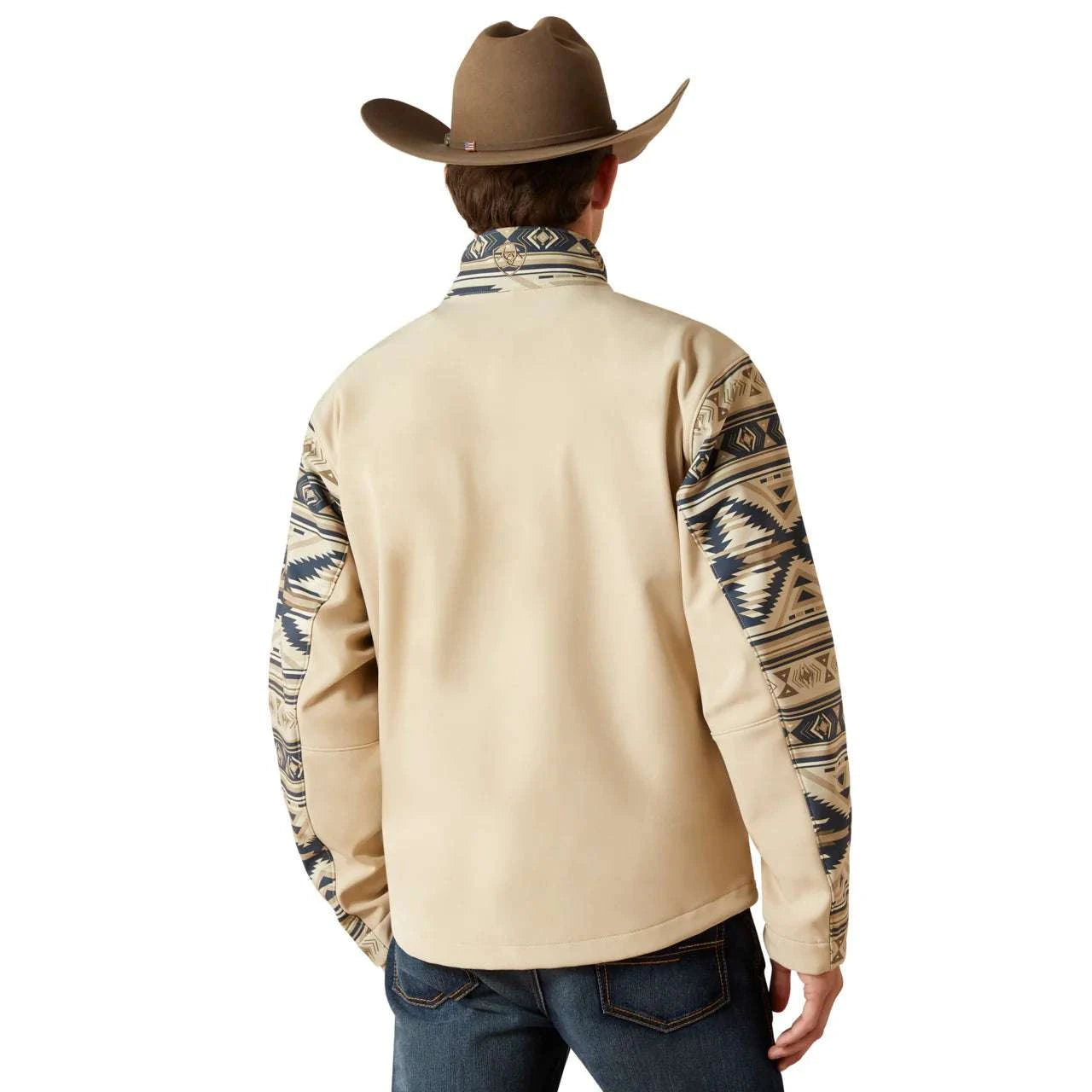 ARIAT MENS LOGO WHITE PEPPER SOUTHWEST SOFTSHELL JACKET 10062581 Laherradurawwnc.com