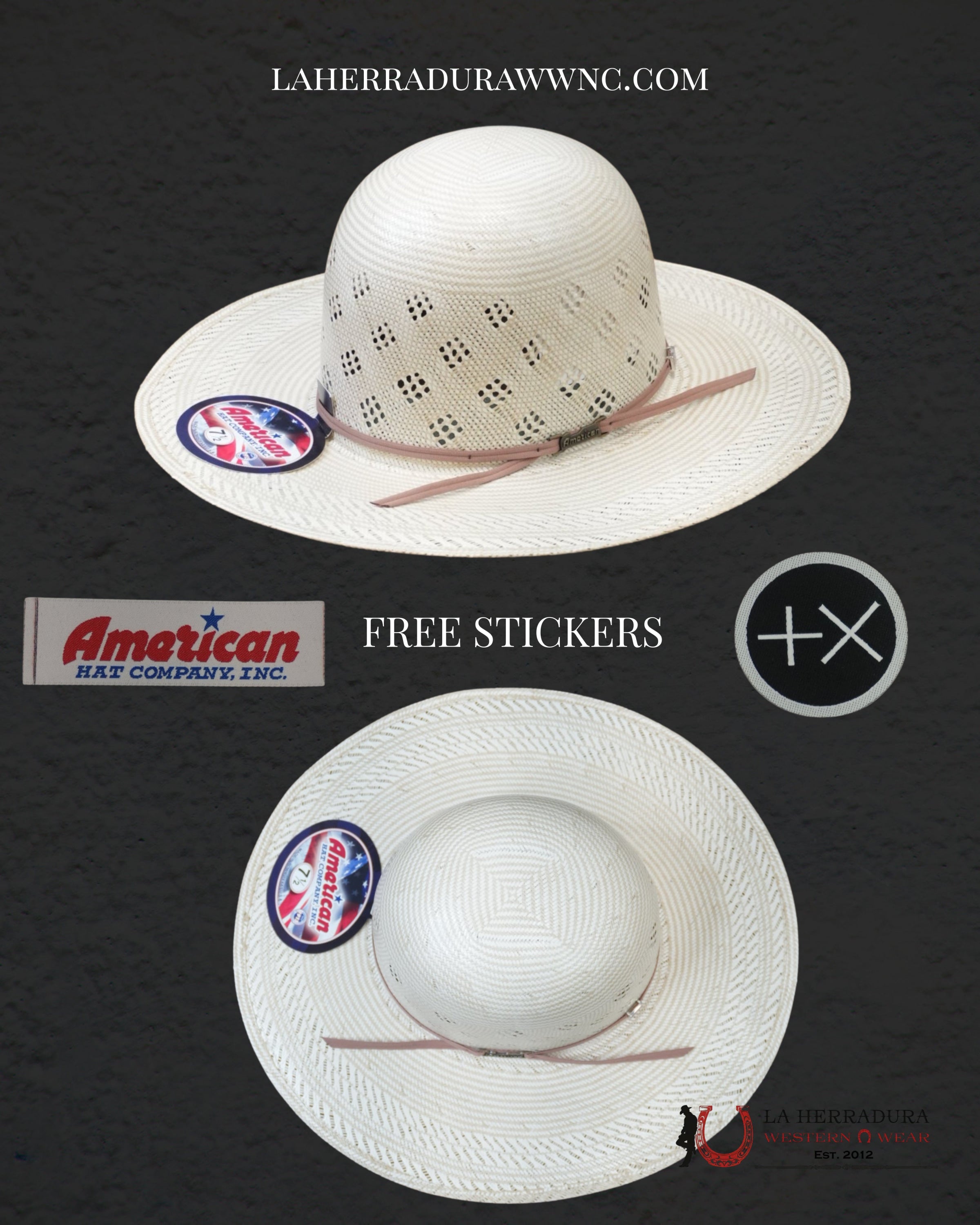 AMERICAN HAT OPEN CROWN STRAW HAT STYLE 7800 TEJANA