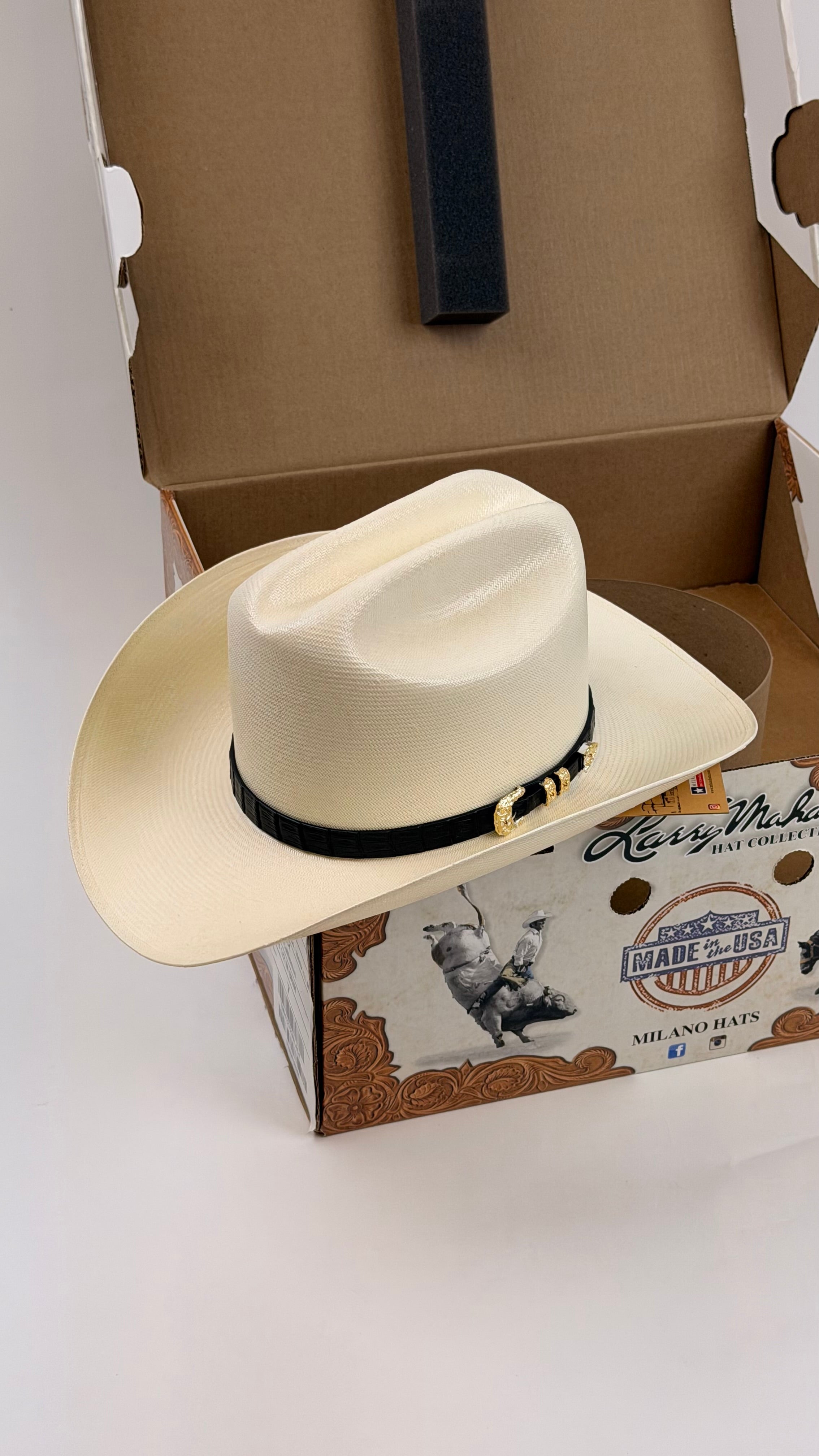 LARRY MAHAN 1000X EL MEJOR BLACK 3 1/2 STRAW HAT CATTLEMAN