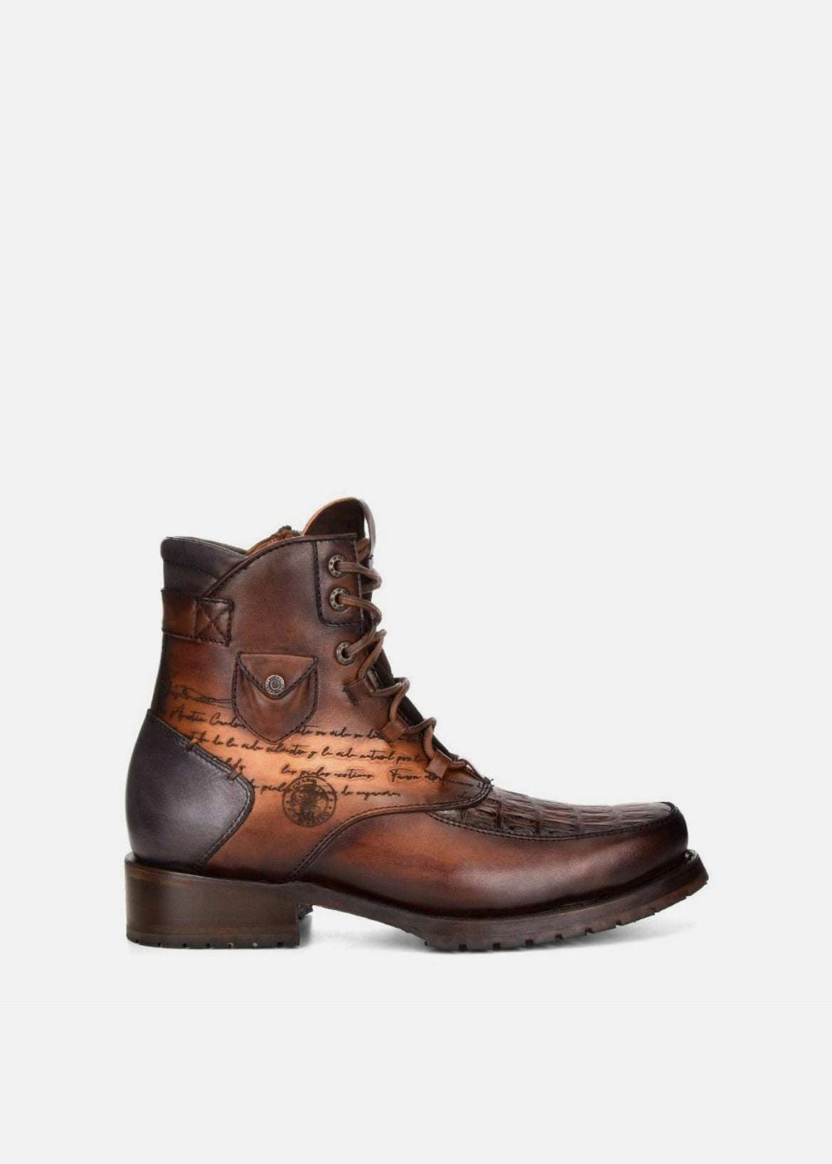 CUADRA BOOTS MEN FUSCUS COLA BELLY WOOD LACE UP & LASER ROUND TOE CU496 Laherradurawwnc.com