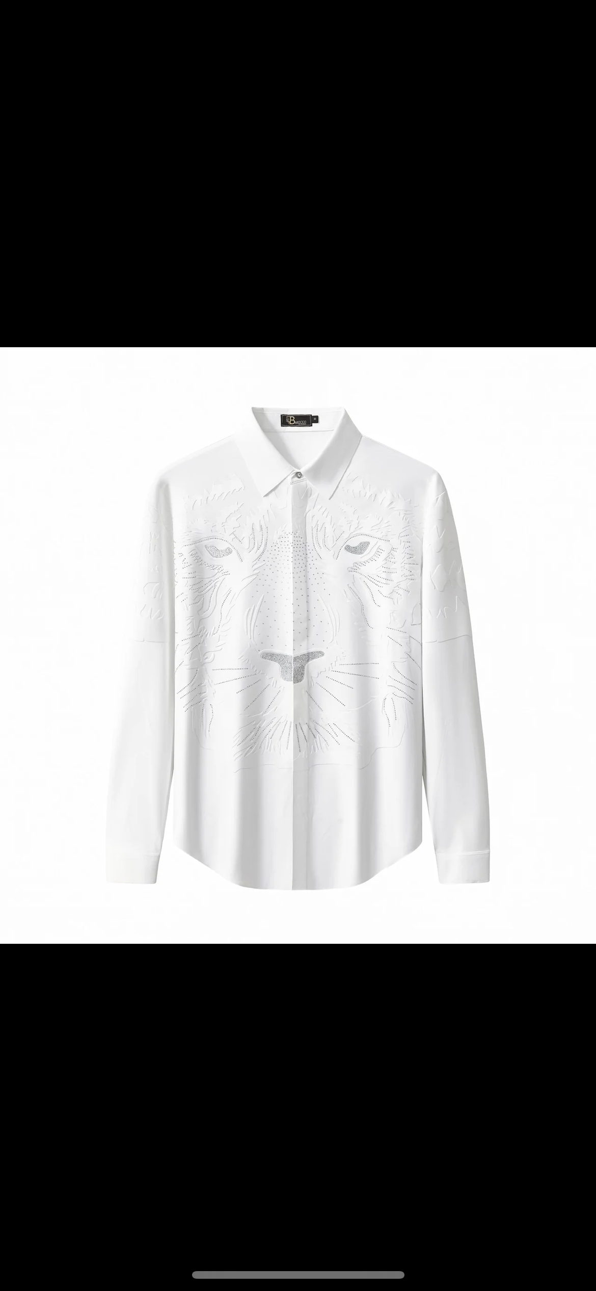 BAROCCO WHITE & SILVER LION LONG SLEEVE SHIRT - B316