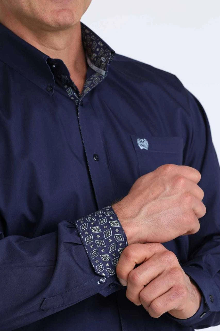 CINCH MENS LONG SLEEVE SHIRT BLUE MTW1106074 Laherradurawwnc.com