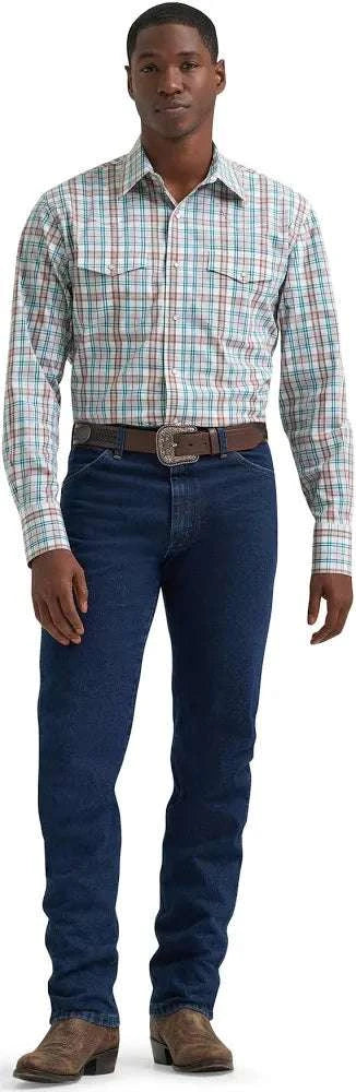 MEN WRANGLER GREEN/ BROWN STRIPED BUTTON UP SHIRT- 112379034 Laherradurawwnc.com