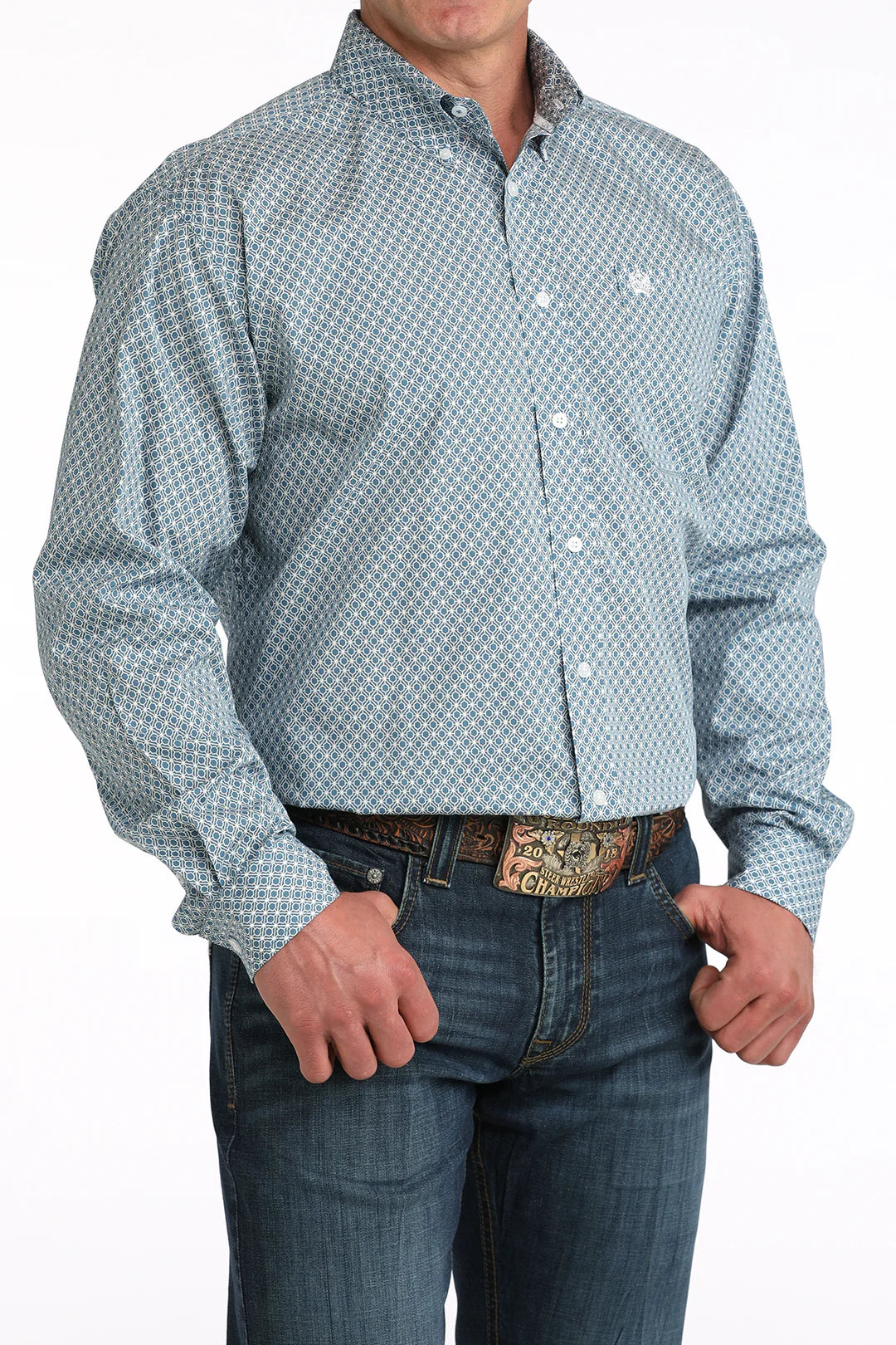 CINCH MENS SHIRT BLU MTW1106048