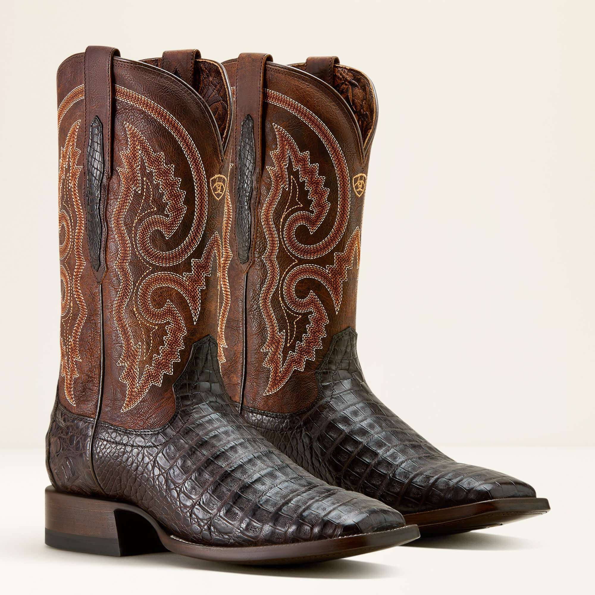 ARIAT MEN BOOTS CLASSIC CALLEN CHOCOLATE CAIMAN BELLY CHESTNUT BROWN SQ.TOE 10063771 Laherradurawwnc.com