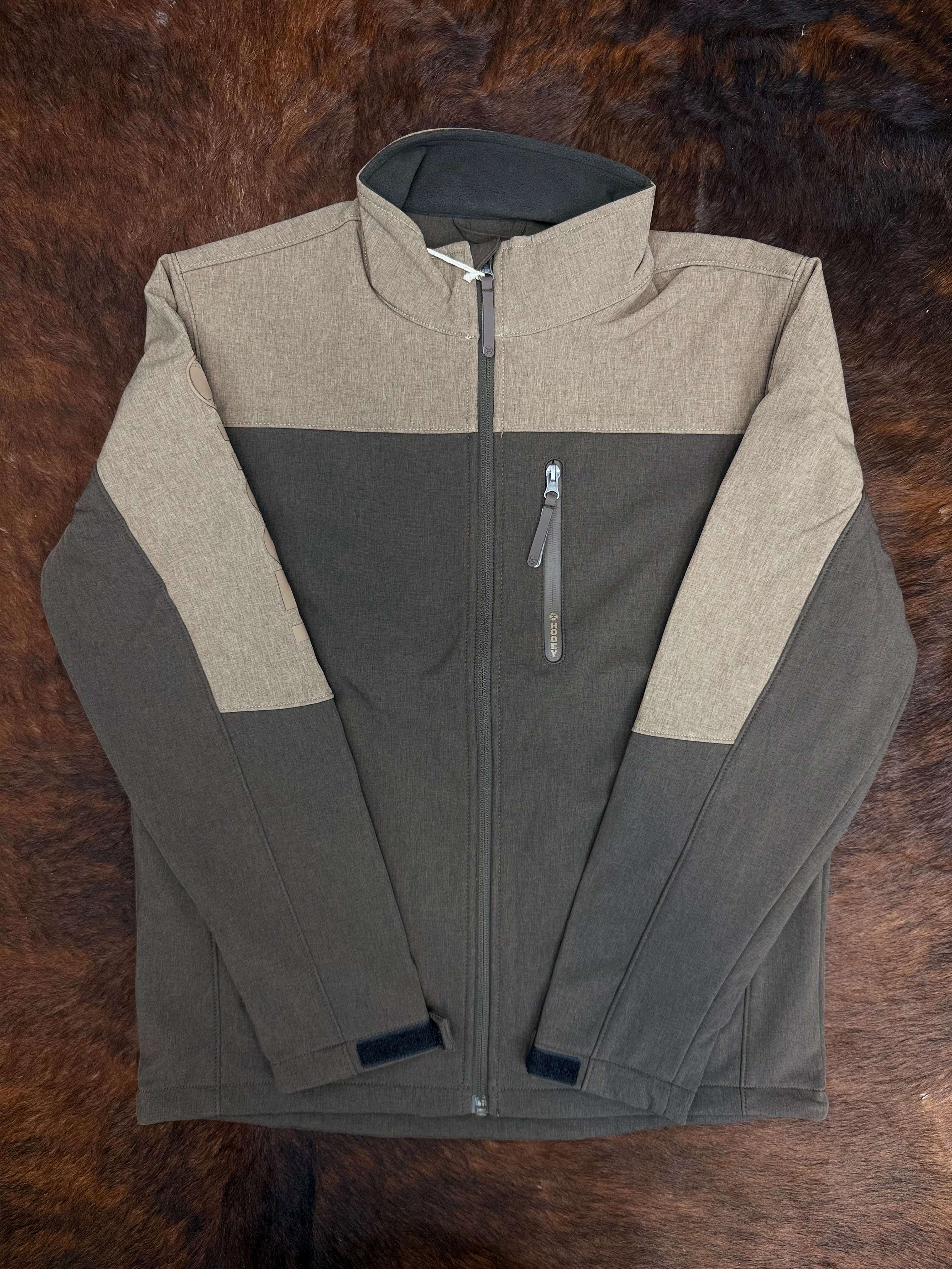 HOOEY JACKSON SOFTSHELL JACKET MENS HEATHER WREN BROWN FULL ZIP JACKET WITH SHITAKE BROWN YOKE AND SLEEVES HJ169BRTN Laherradurawwnc.com