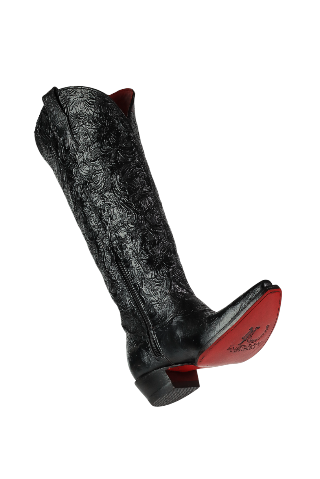 BOTAS ALTAS PARA MUJER LA HERRADURA NANCY CINCELADO NEGRO PUNTA CUADRADA