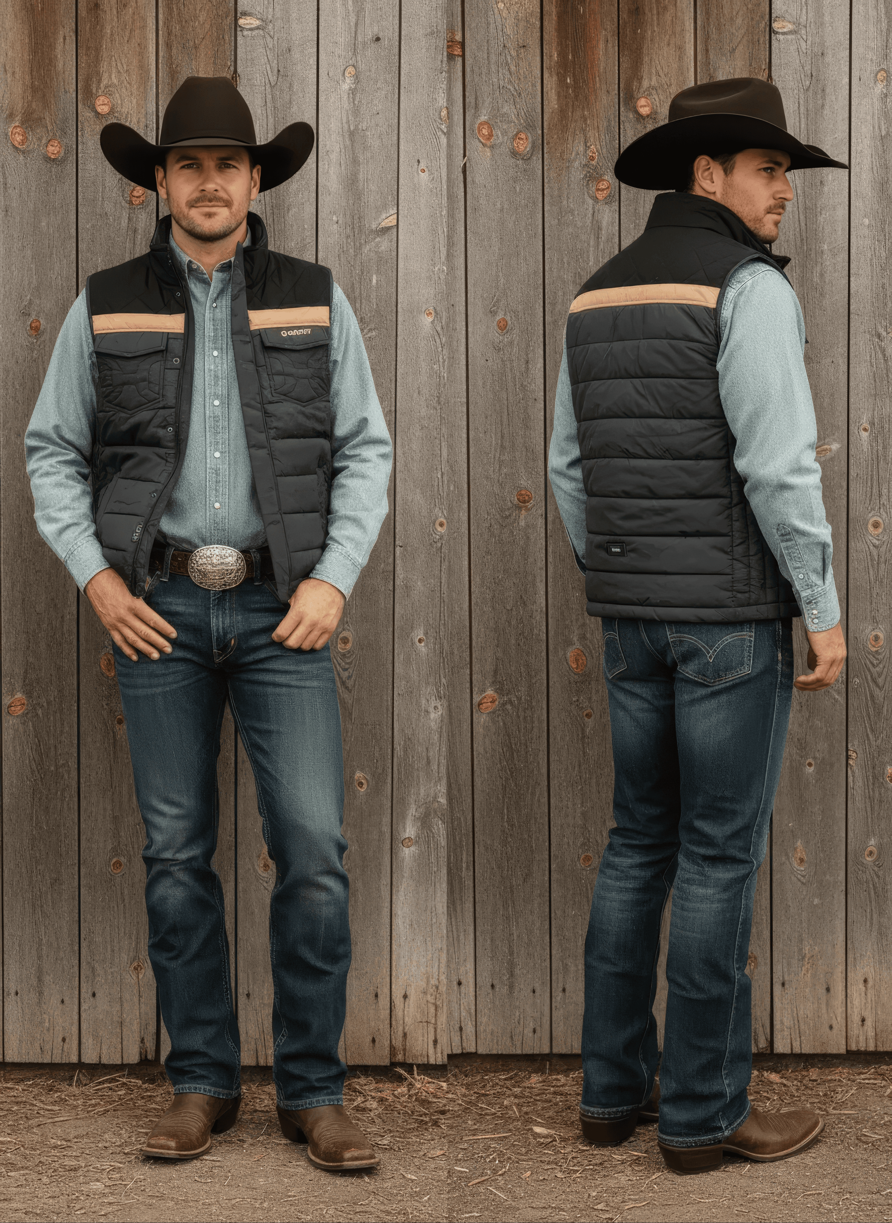 HOOEY MENS BANFF BLACK PACKABLE VEST HV117BK Laherradurawwnc.com