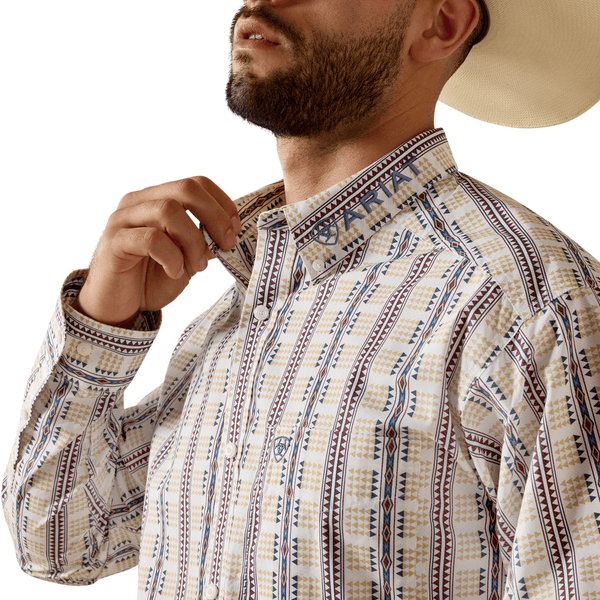 ARIAT MENS TEAM DANIEL LS SHRT WHITE MULTI SOUTHWEST /BLUE 10073627 Laherradurawwnc.com