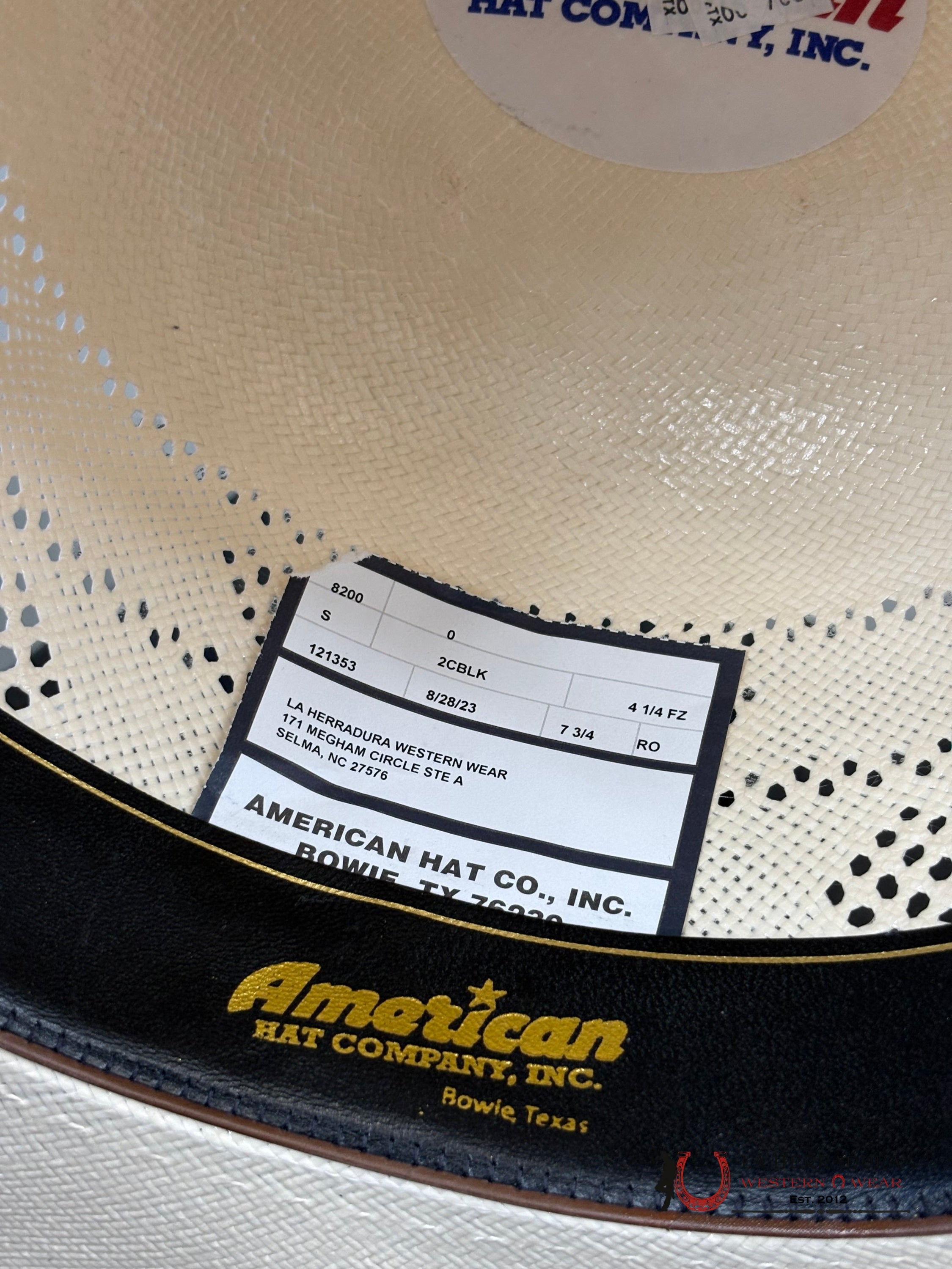 American Hat Open Crown Straw Style 8200 Tejana