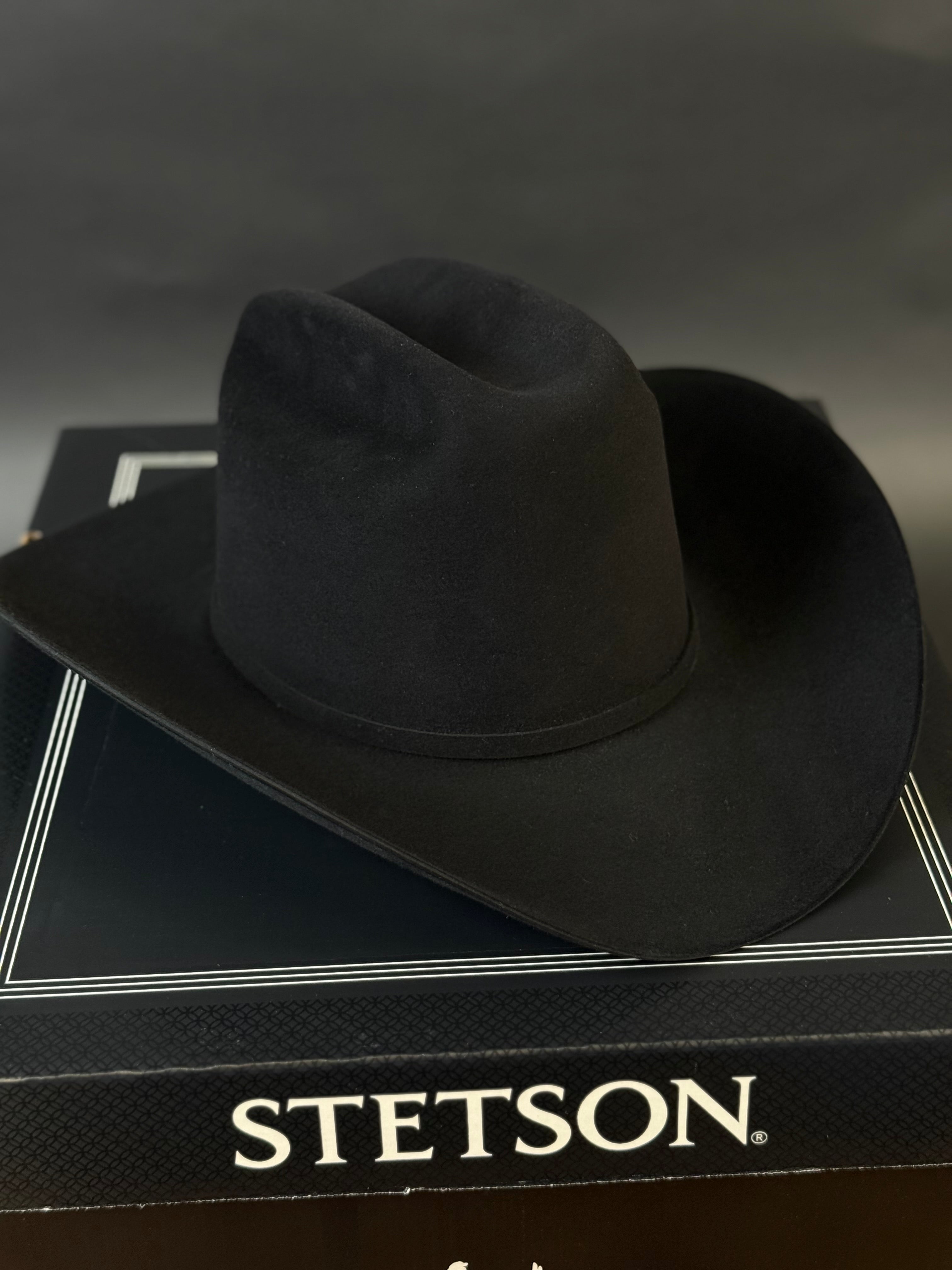 STETSON 100X THE GOLDEN EAGLE BLACK COPA ALTA PREMIUM FELT HAT