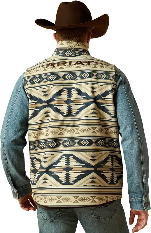 ARIAT MENS WHITE PEPPER SOUTHWEST LOGO SOFTSHELL VEST 10062590