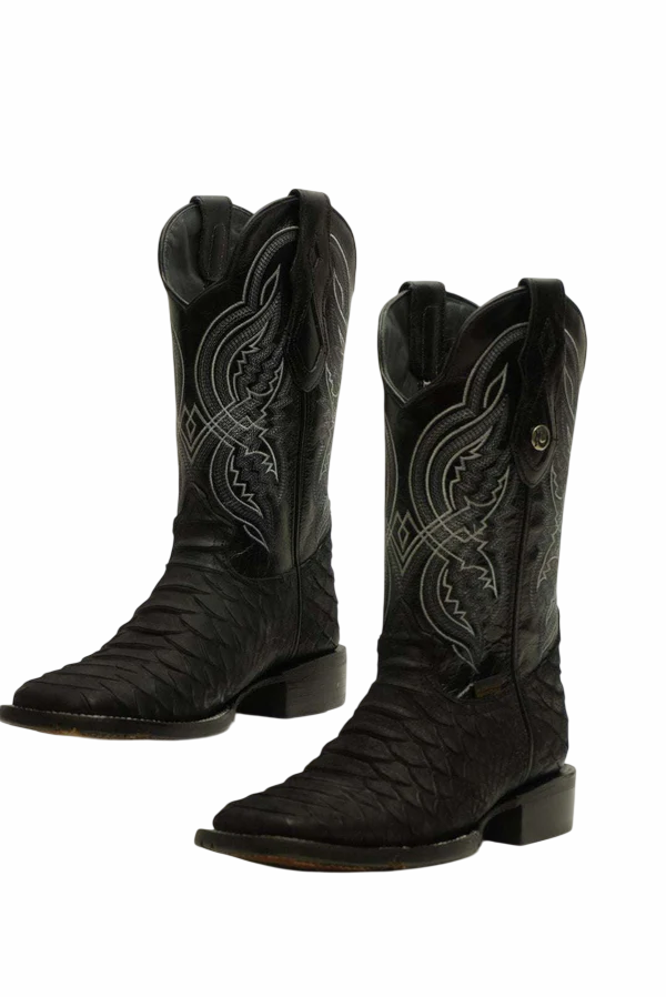 LA HERRADURA MENS DANIEL PITON JUMBO NOBUCK NEGRO BARZA SQUARE TOE BOOT