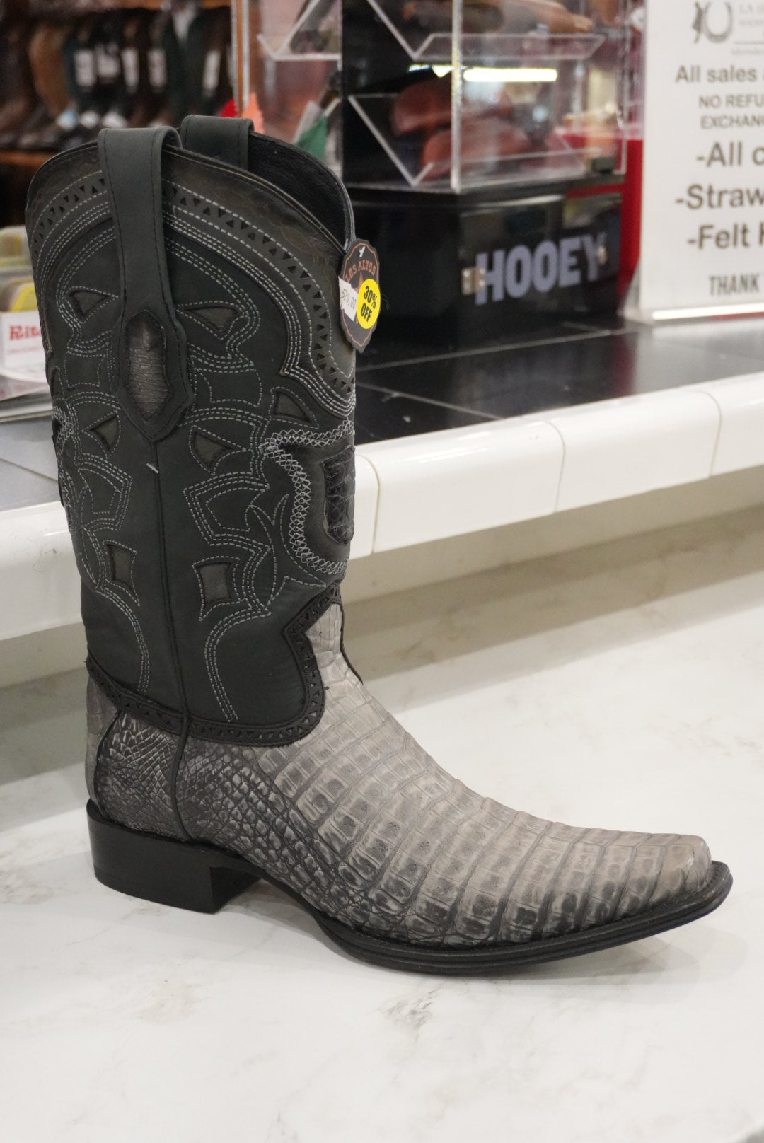 Los Altos Mens Caiman Grey Cowboy Boot