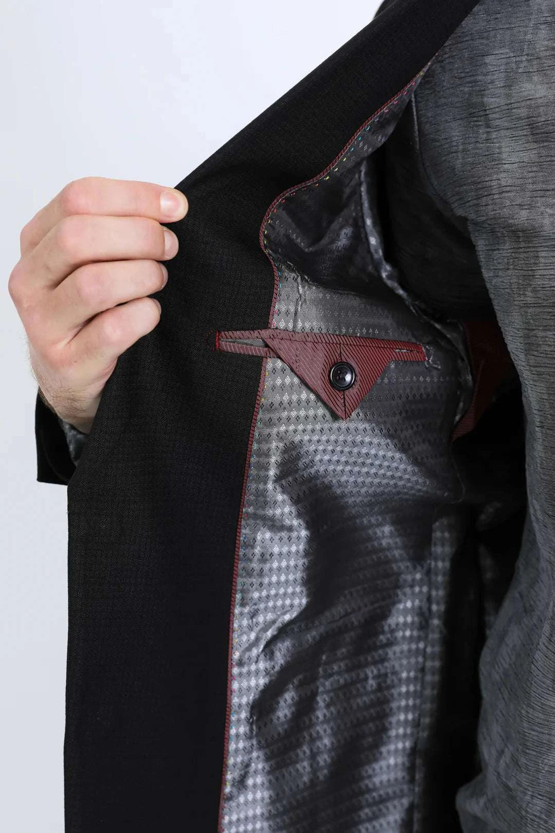 PLATINI MENS MODERN FIT BLACK/SILVER BLAZER -BLZ10530 Laherradurawwnc.com
