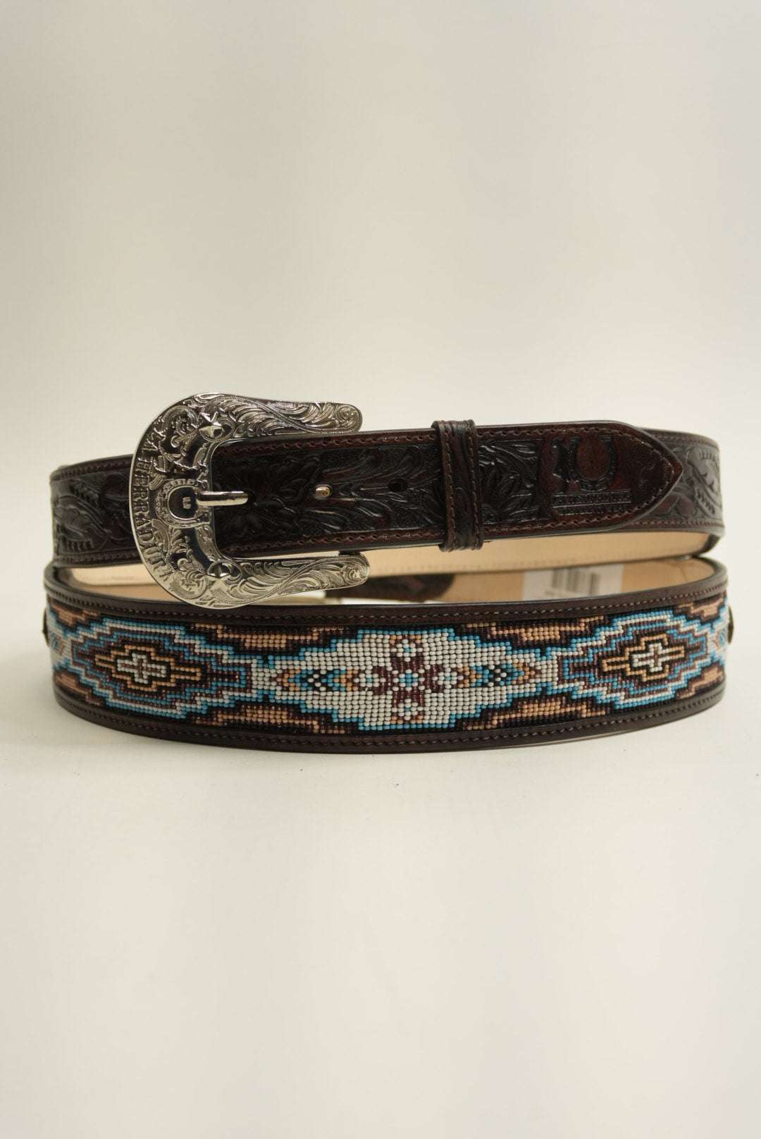 LA HERRADURA CHOCOLATE AZTEC BROWN/ BLUE WITH WHITE BELT Laherradurawwnc.com