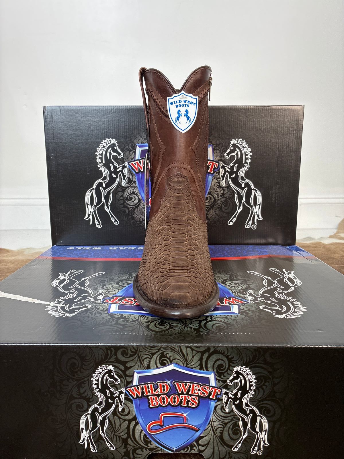 WILD WEST ROPER BOOT PYTHON NOBUCK BROWN 2691ZN5707