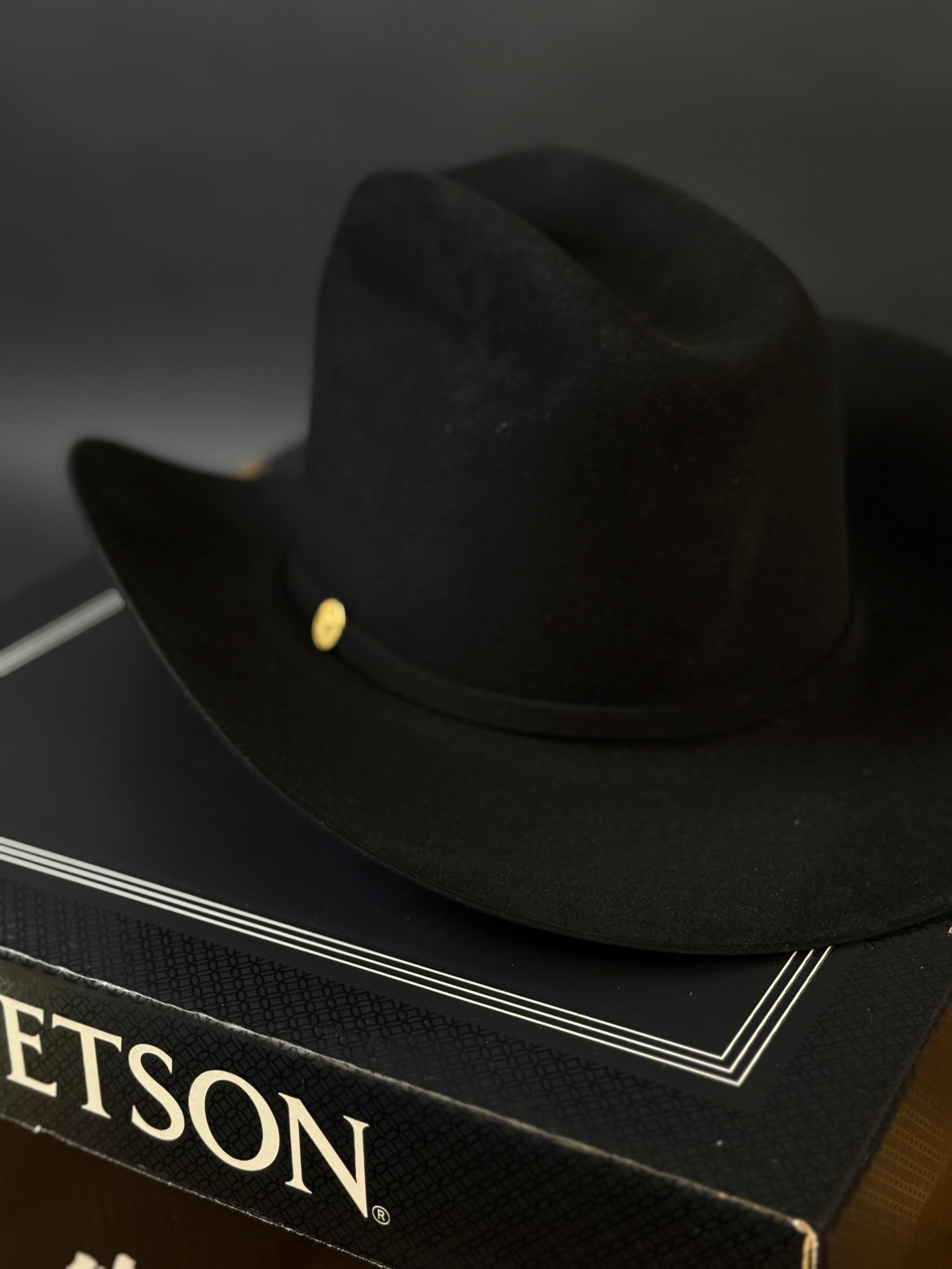 STETSON 100X THE GOLDEN EAGLE BLACK COPA ALTA PREMIUM FELT HAT
