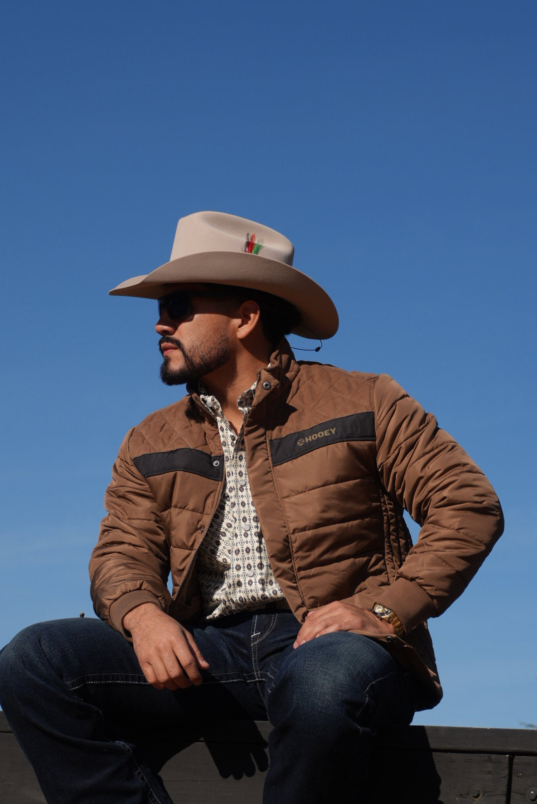 HOOEY MENS BAFF SHITAKE BROWN PUFFER FULL ZIP JACKET HJ147BR